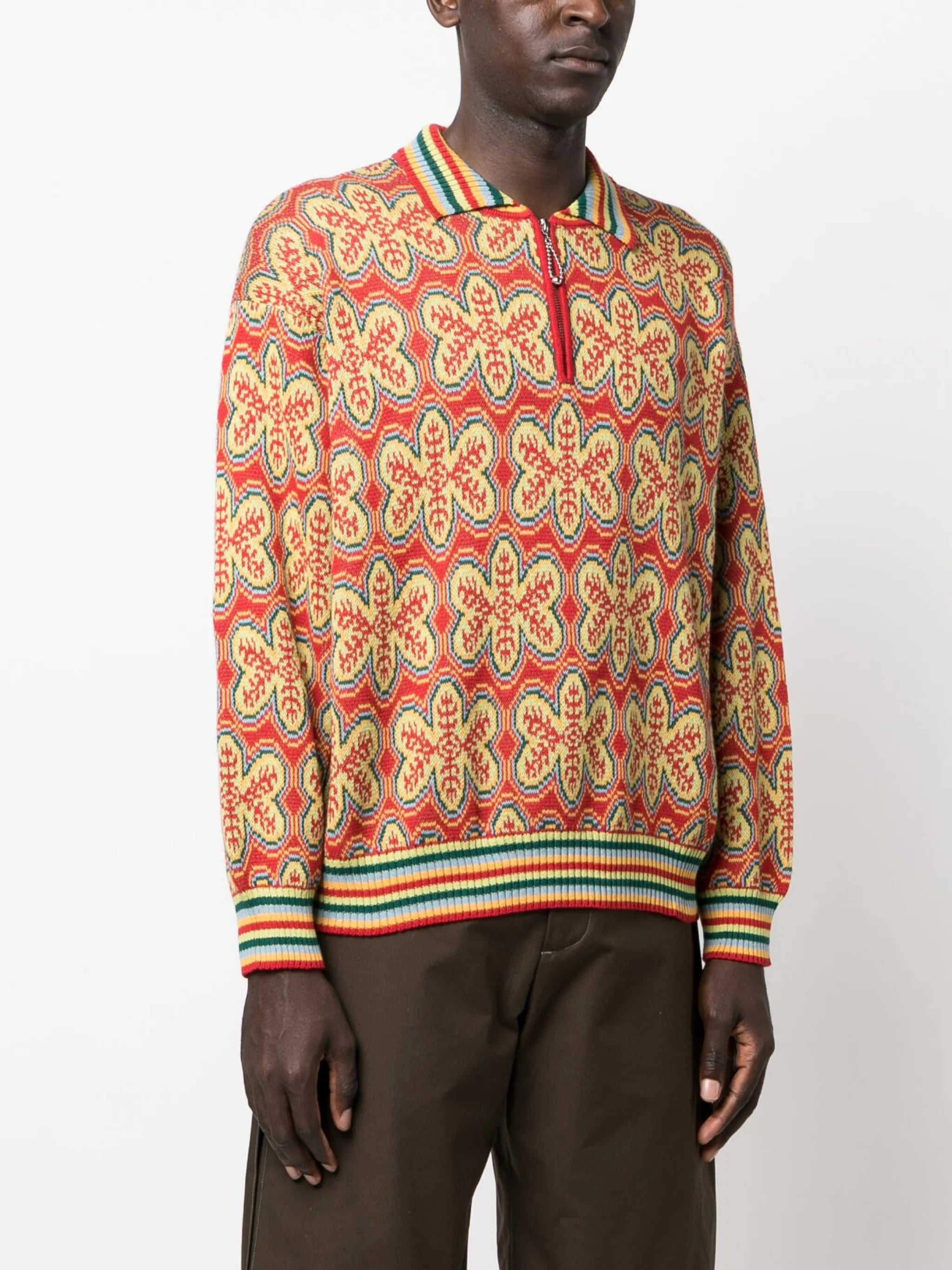 graphic-print half-zip jumper