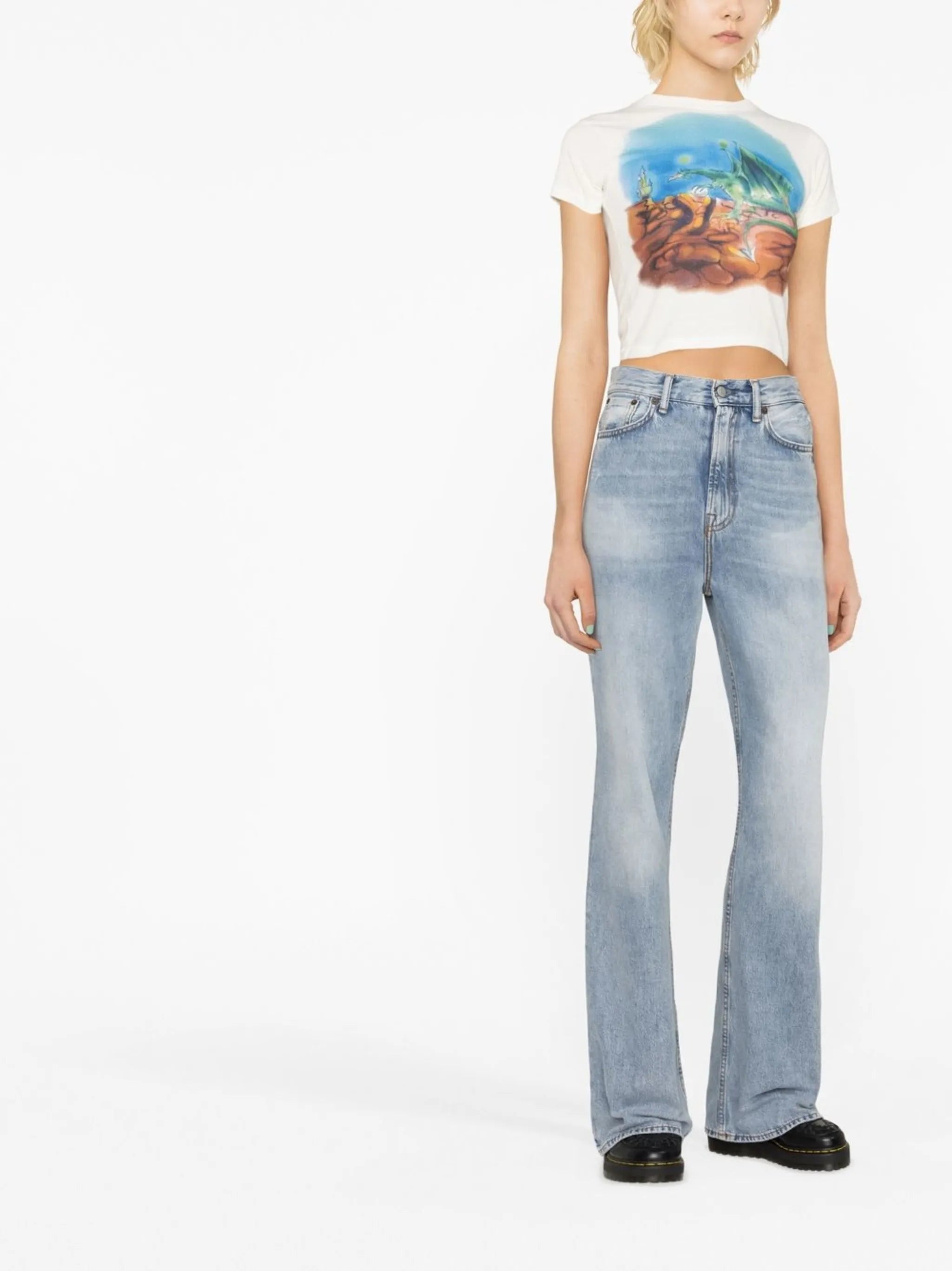 graphic-print cropped T-shirt