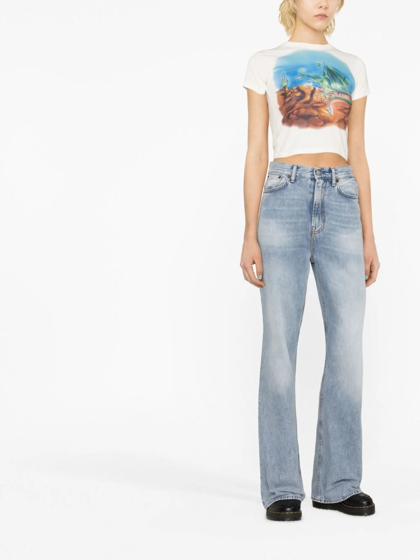 graphic-print cropped T-shirt