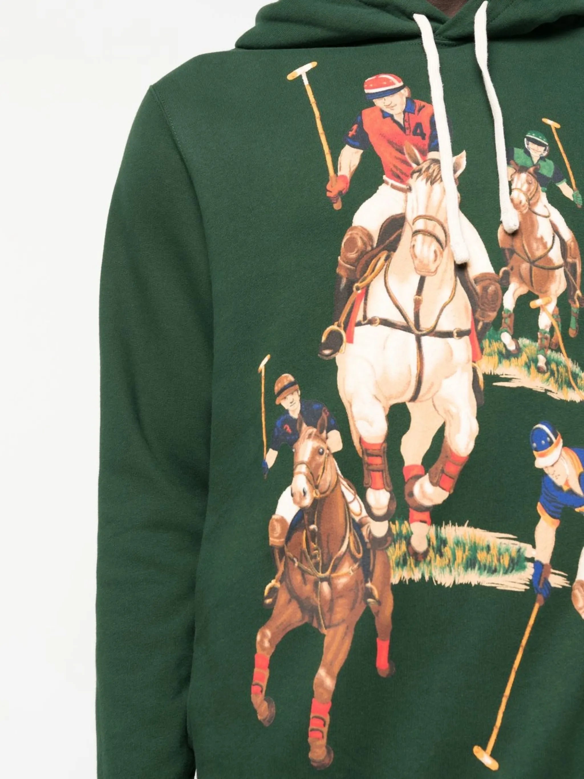 equestrian-print drawstring hoodie