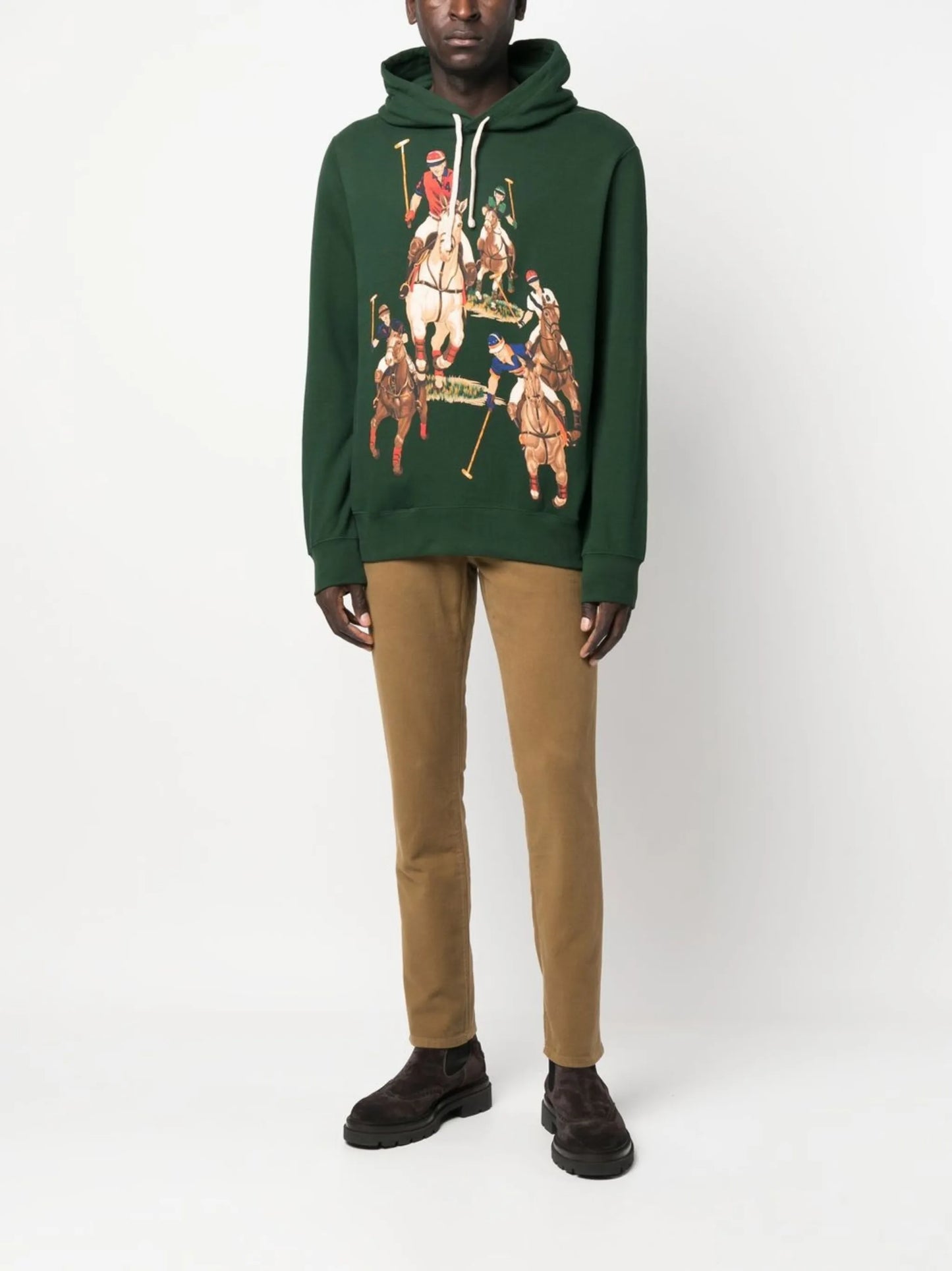 equestrian-print drawstring hoodie
