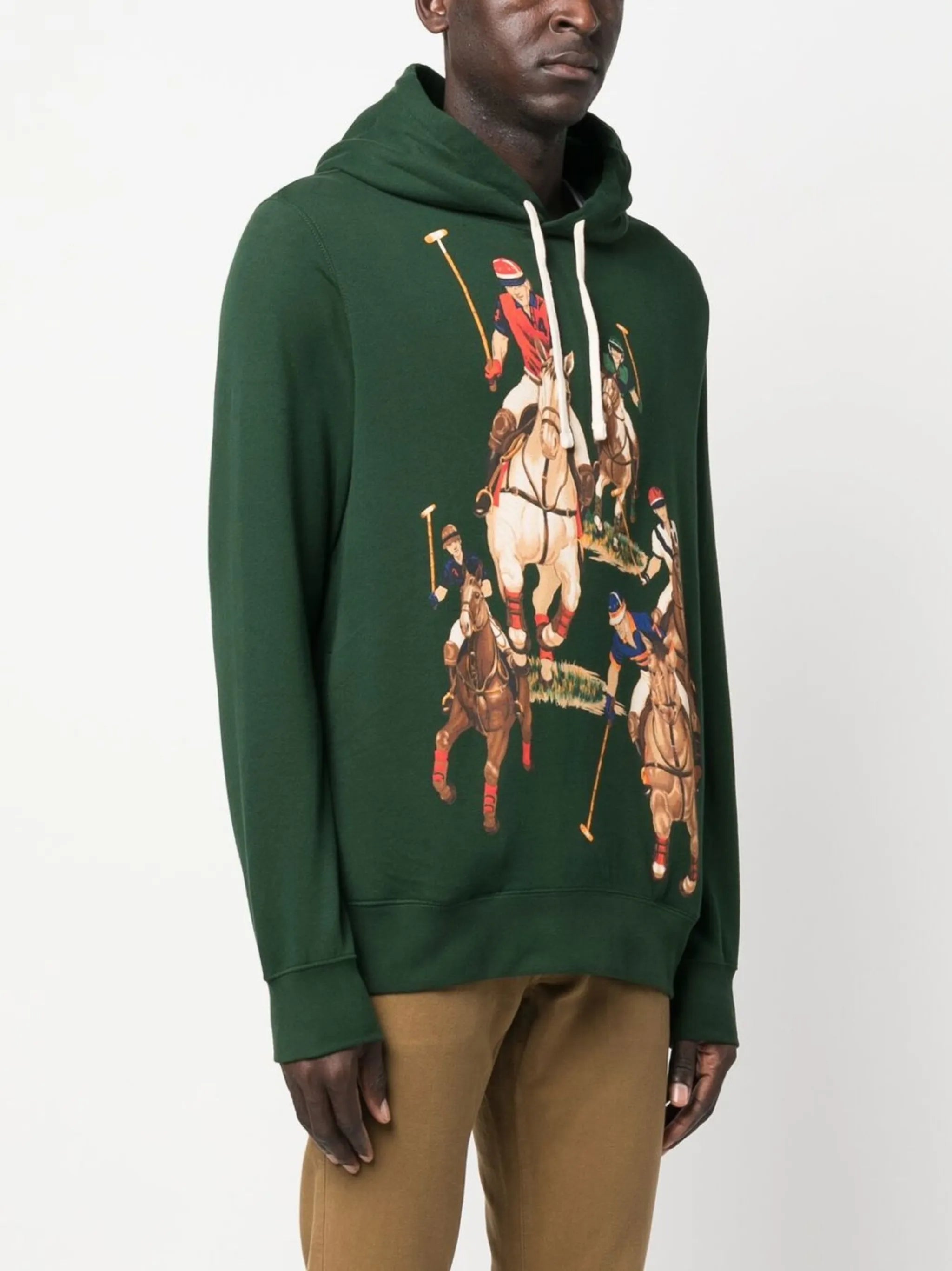 equestrian-print drawstring hoodie