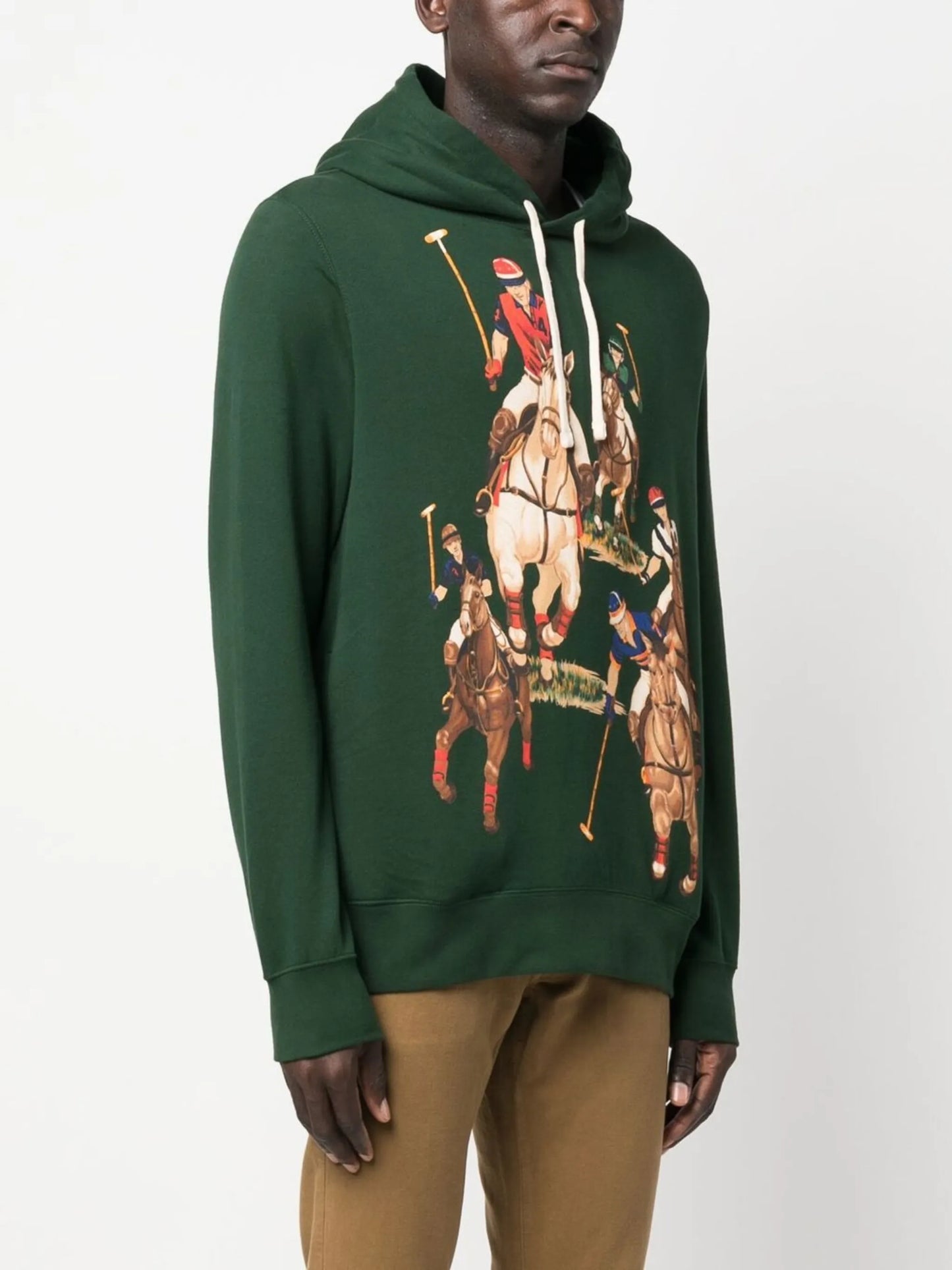 equestrian-print drawstring hoodie