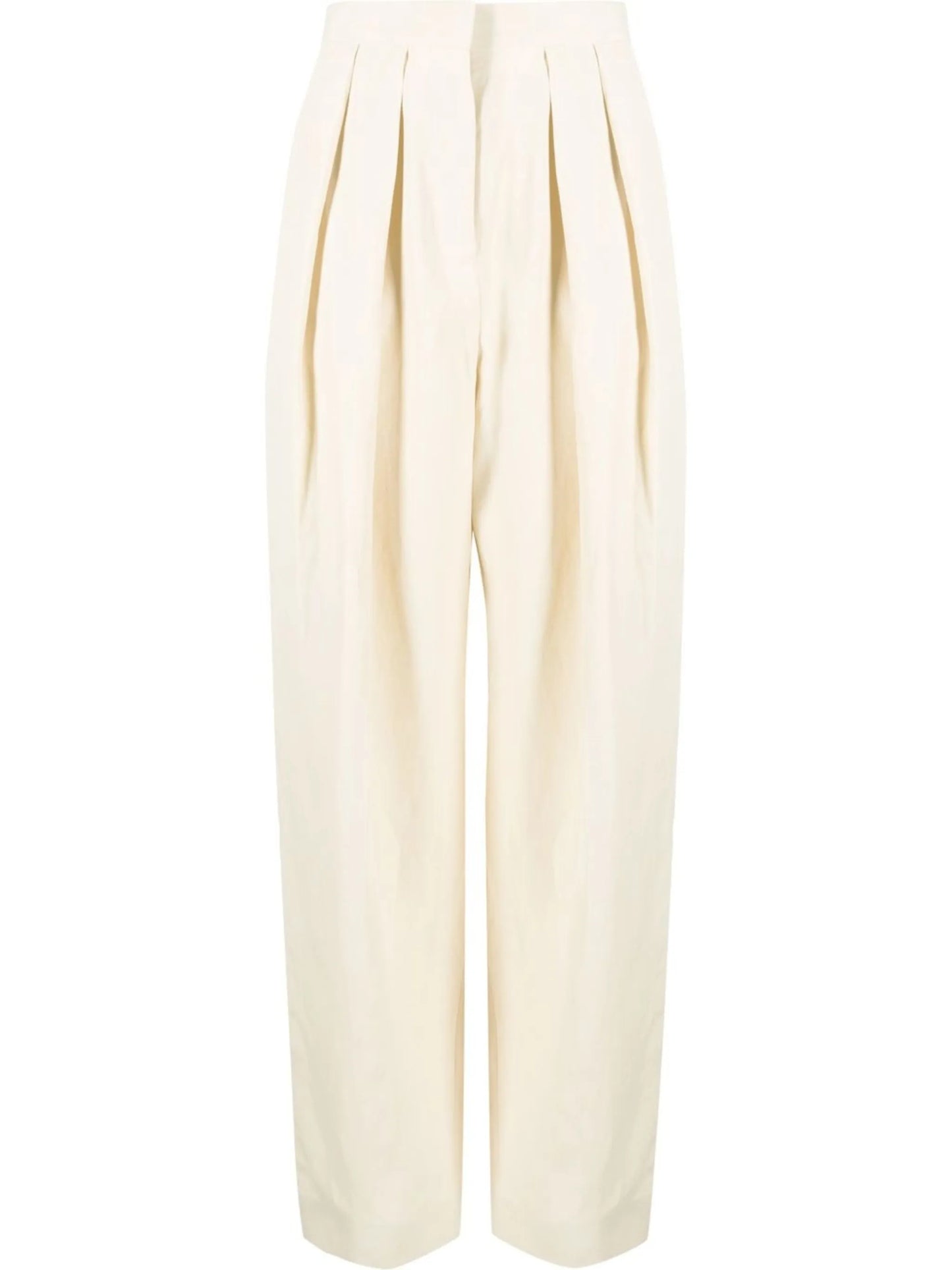 high-waisted pleated trousers