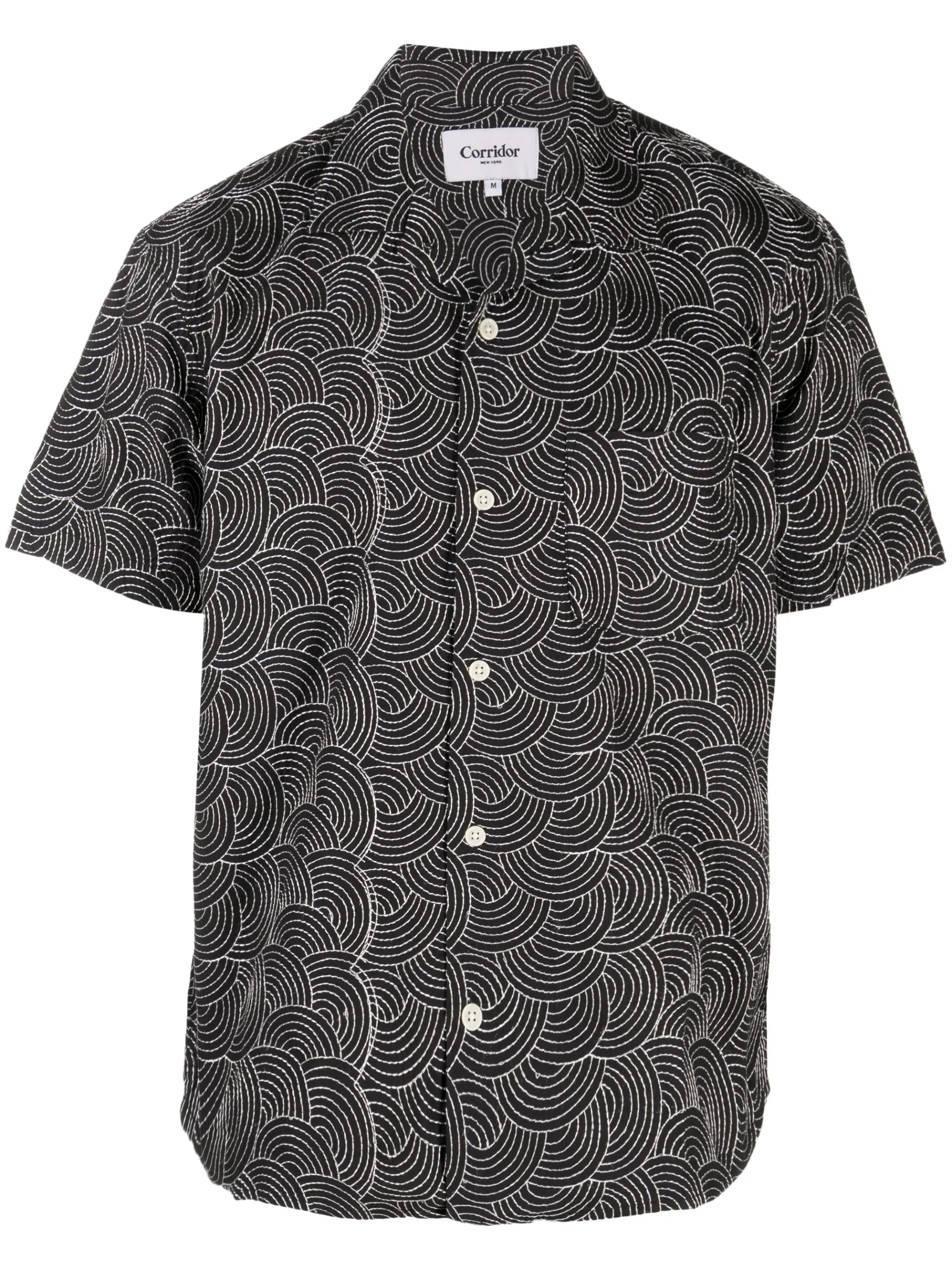geometric-embroidery short-sleeve shirt