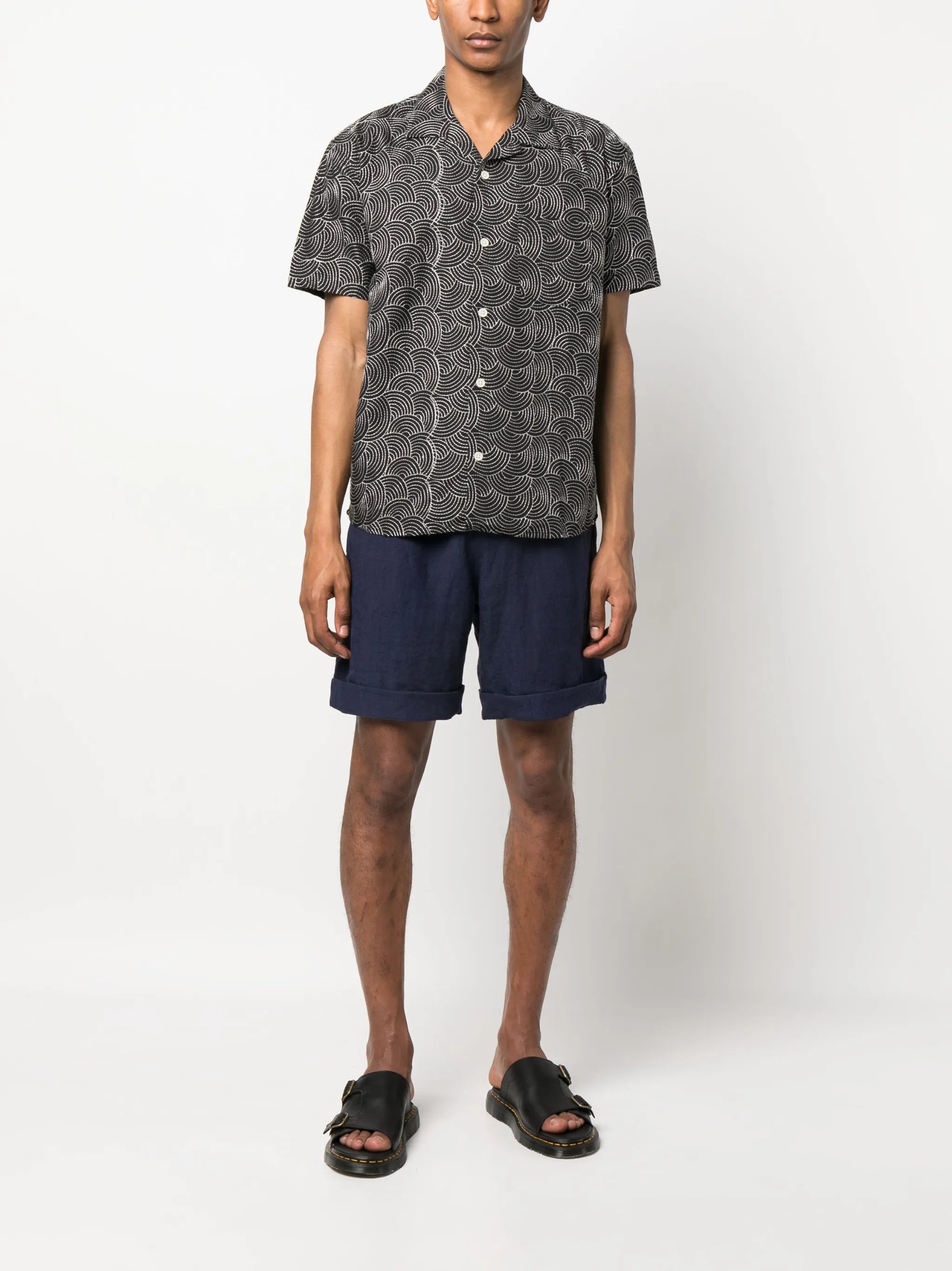geometric-embroidery short-sleeve shirt