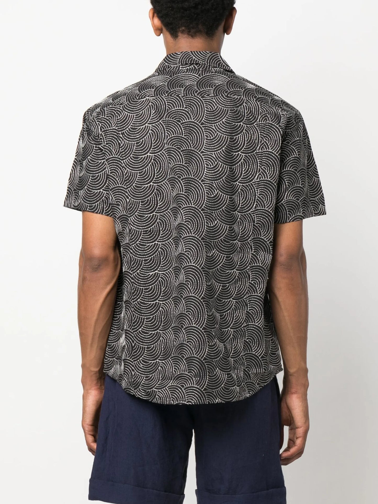 geometric-embroidery short-sleeve shirt