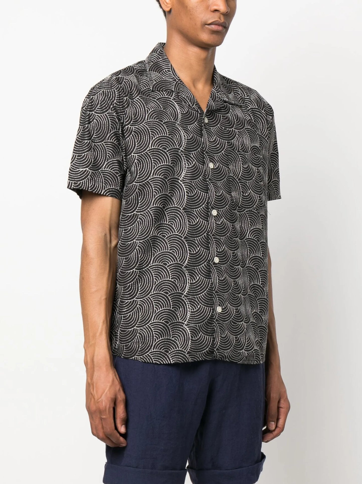 geometric-embroidery short-sleeve shirt