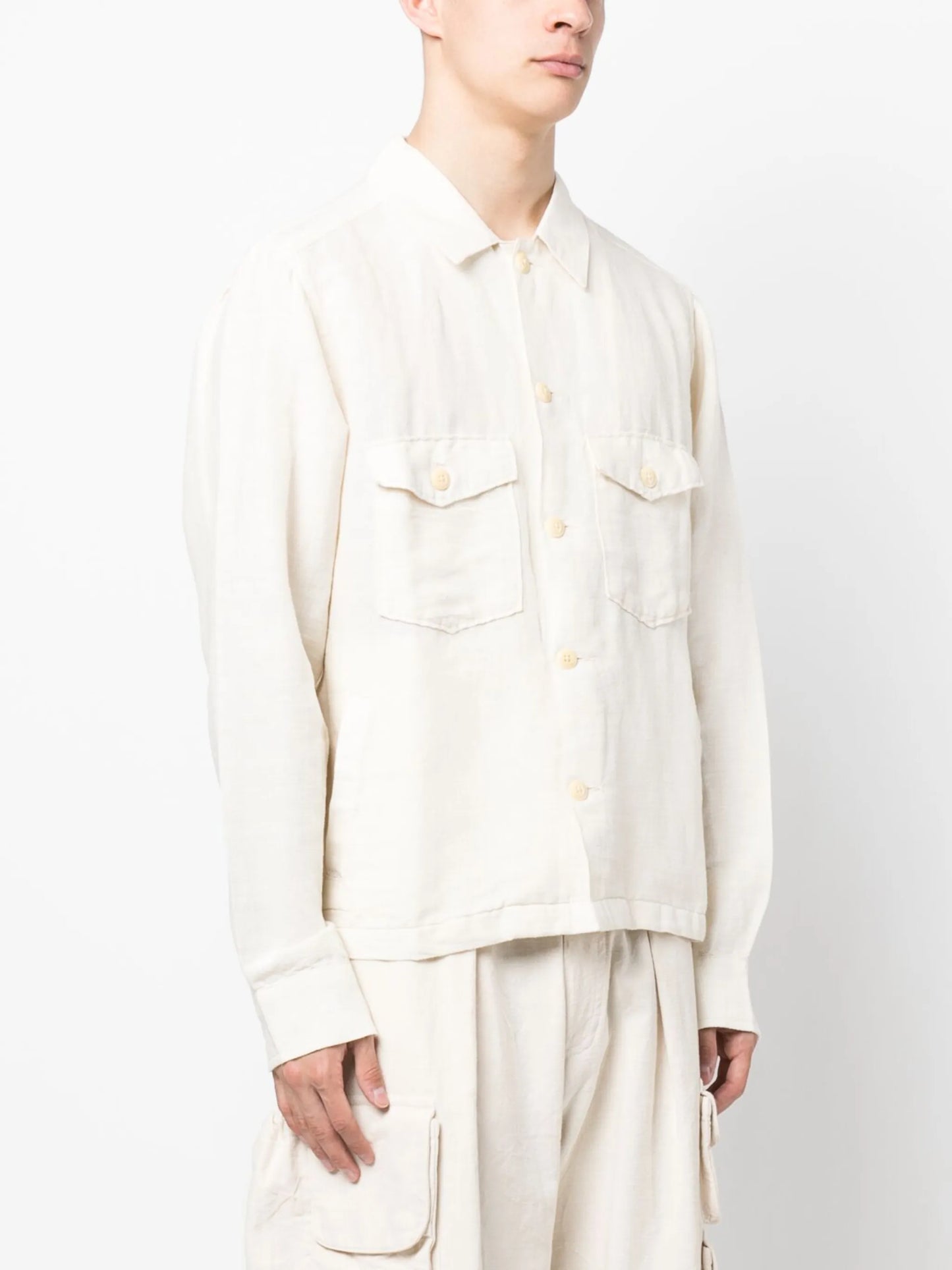 button-up linen-cotton jacket