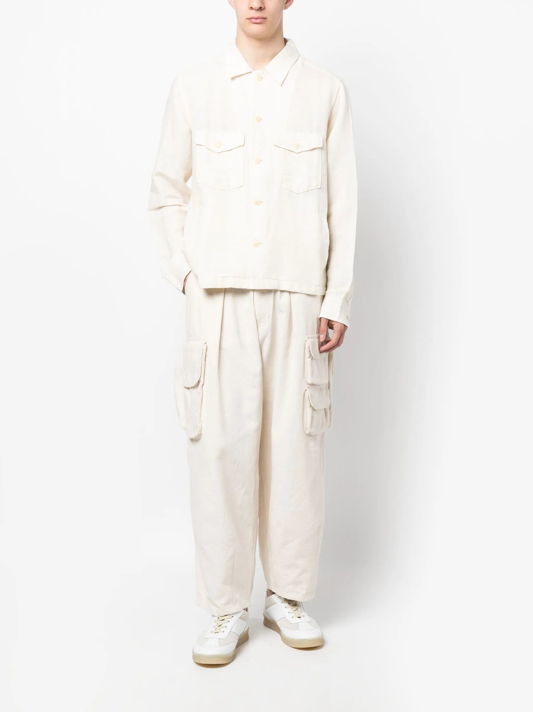 button-up linen-cotton jacket