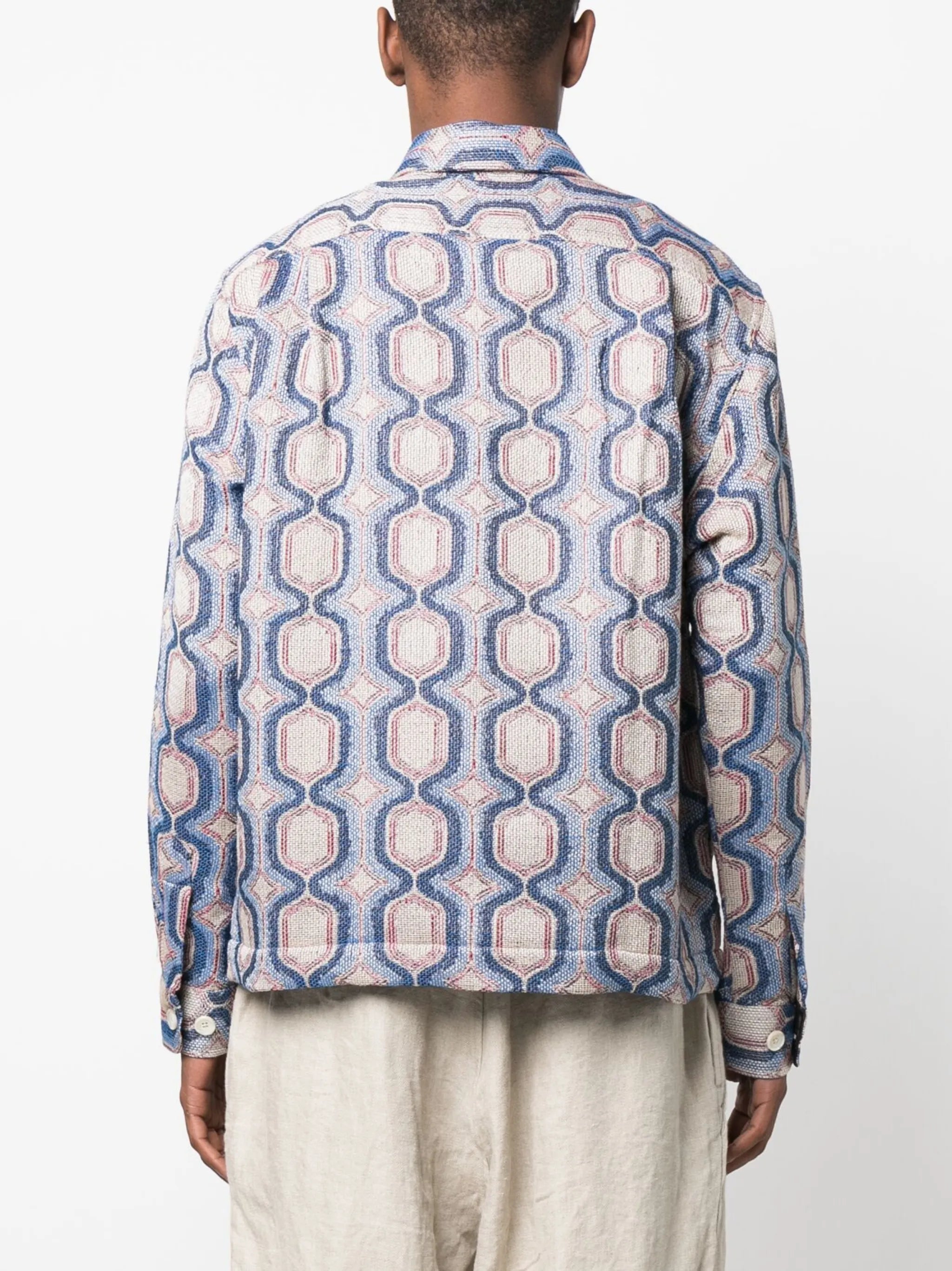 mosaic-print military jacket