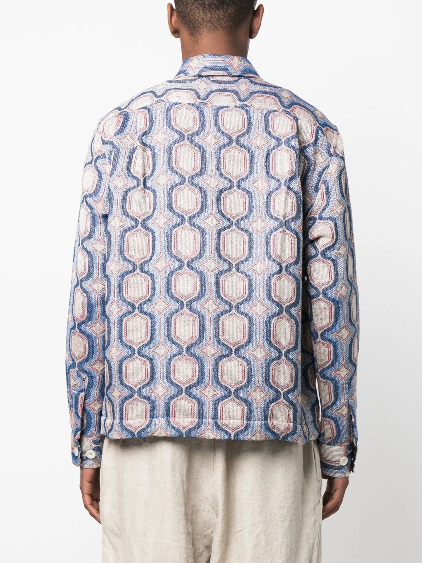 mosaic-print military jacket
