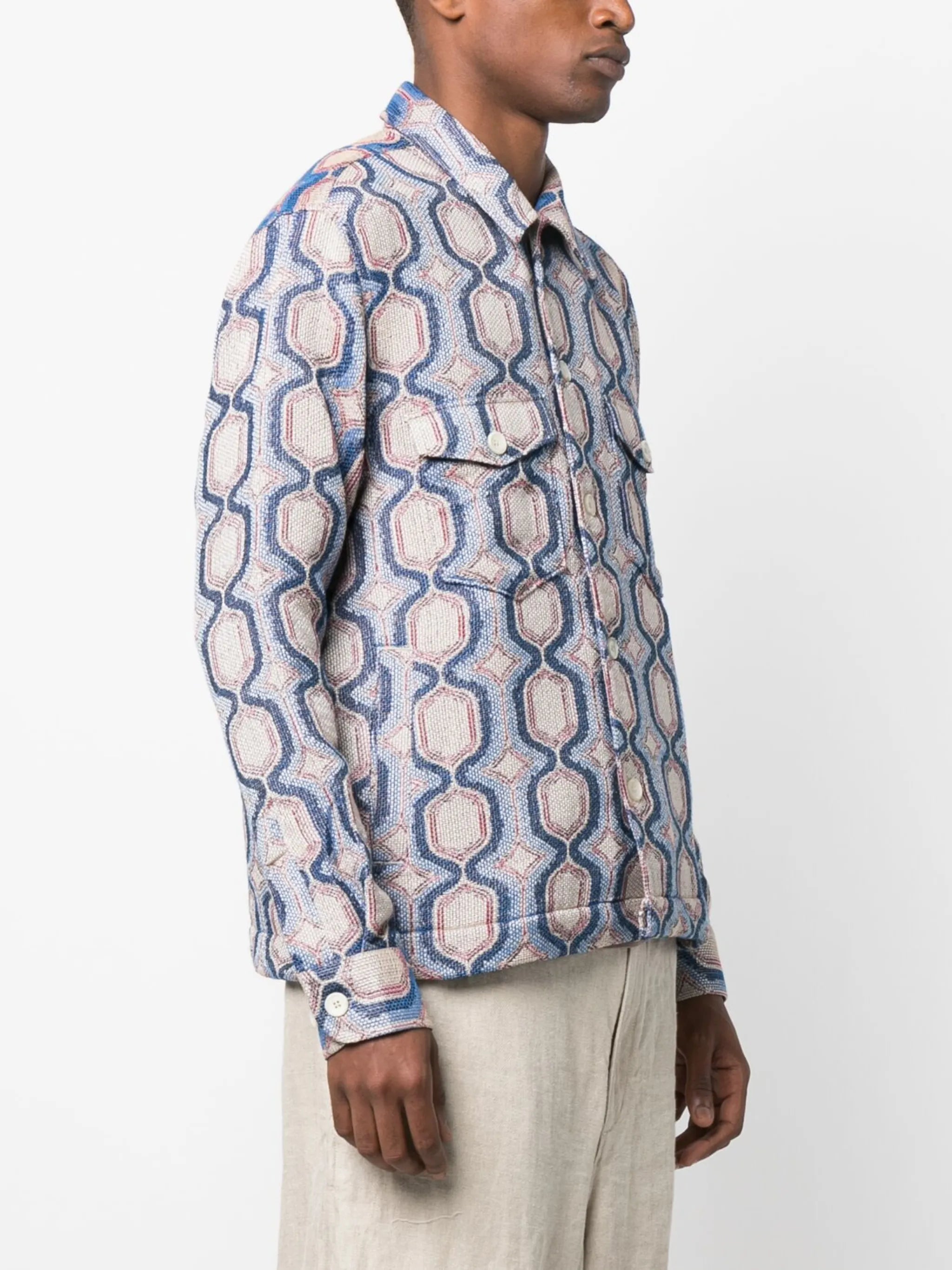 mosaic-print military jacket