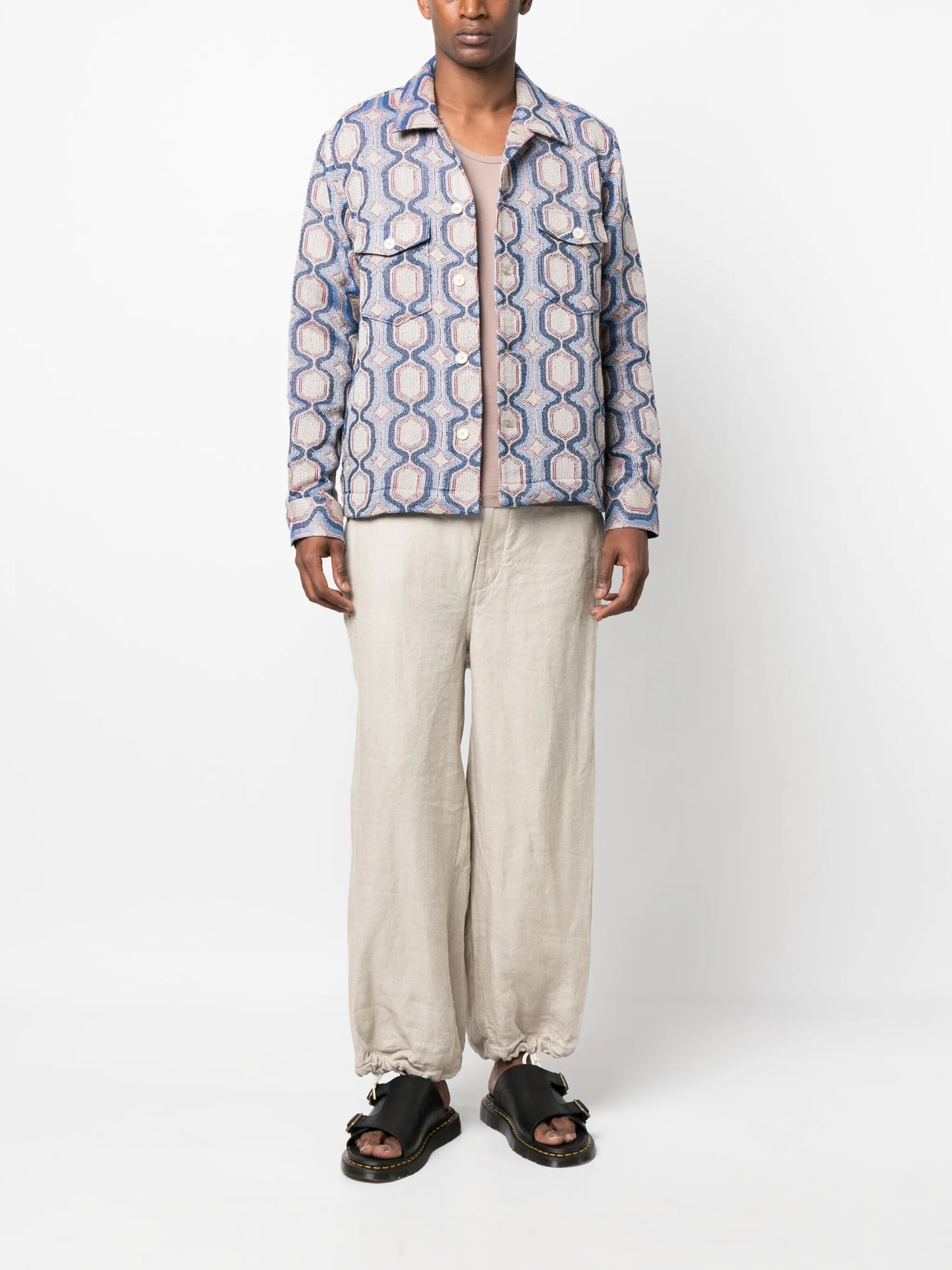 mosaic-print military jacket
