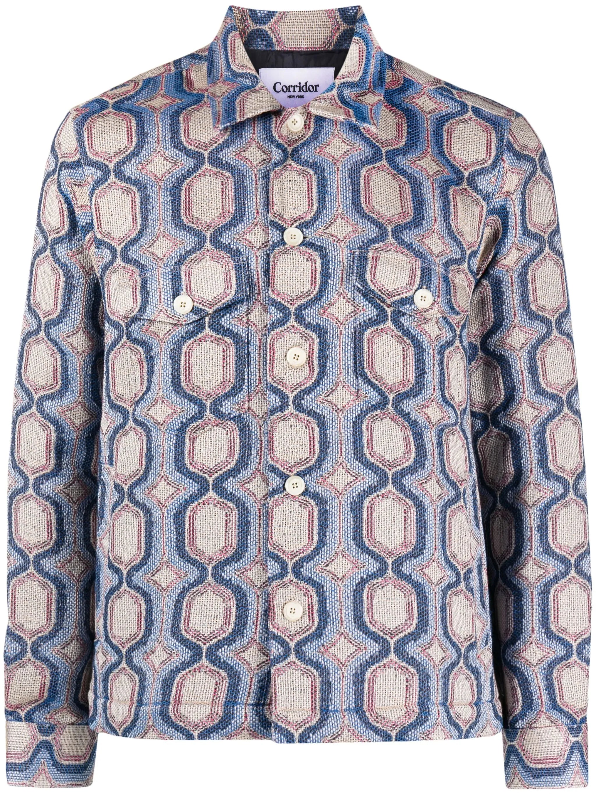 mosaic-print military jacket