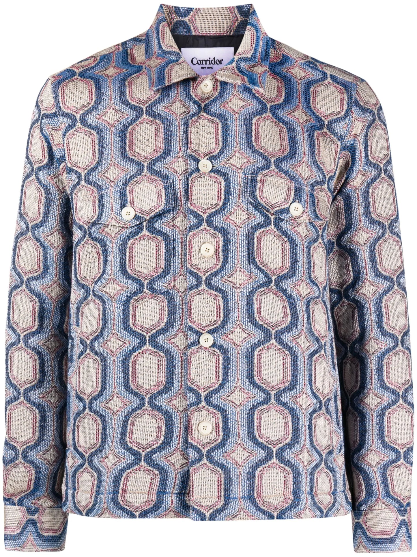 mosaic-print military jacket