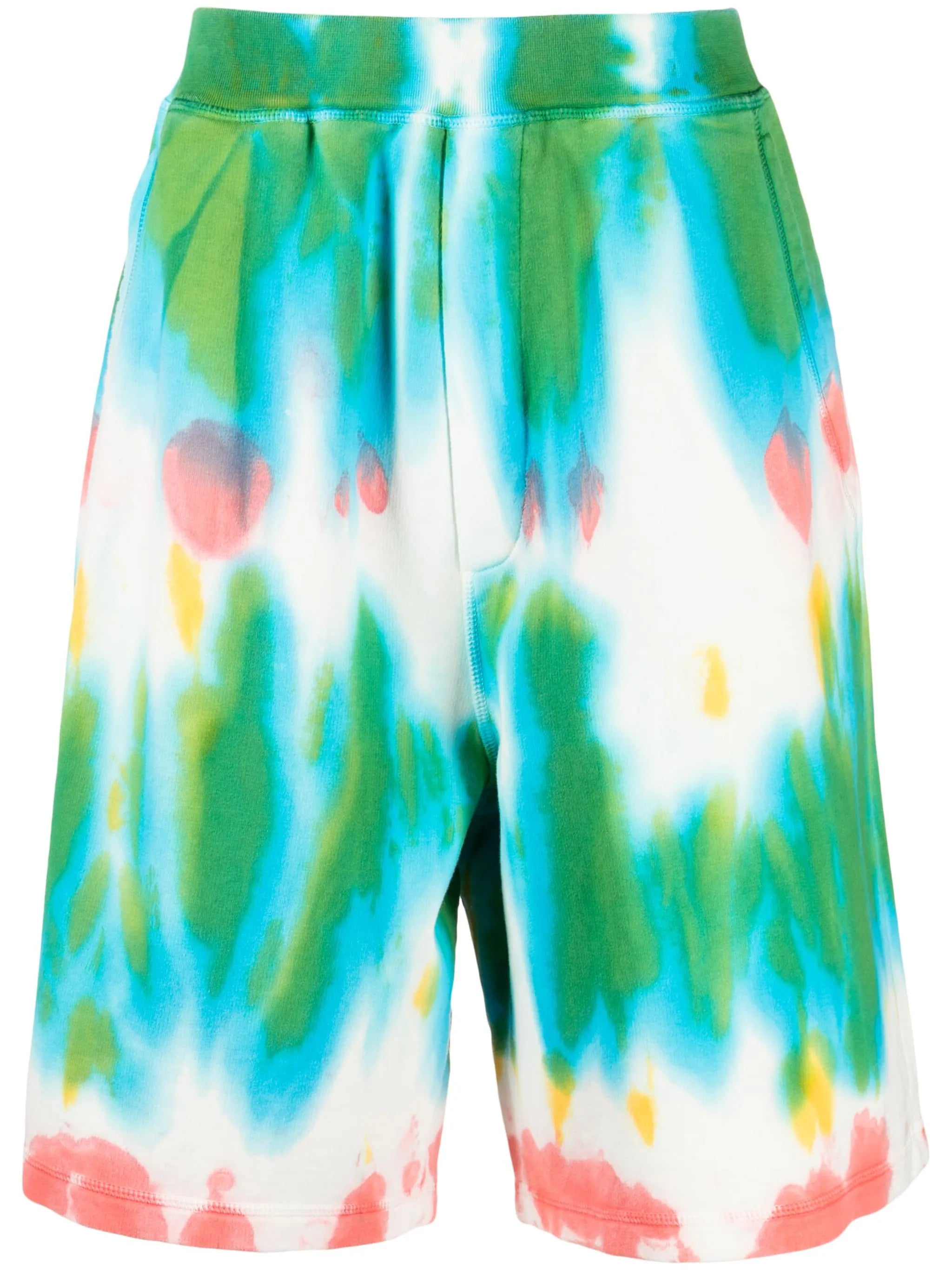 tie dye-print cotton track shorts