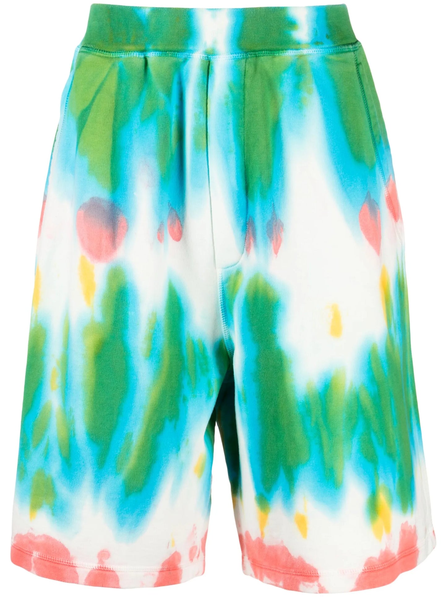 tie dye-print cotton track shorts