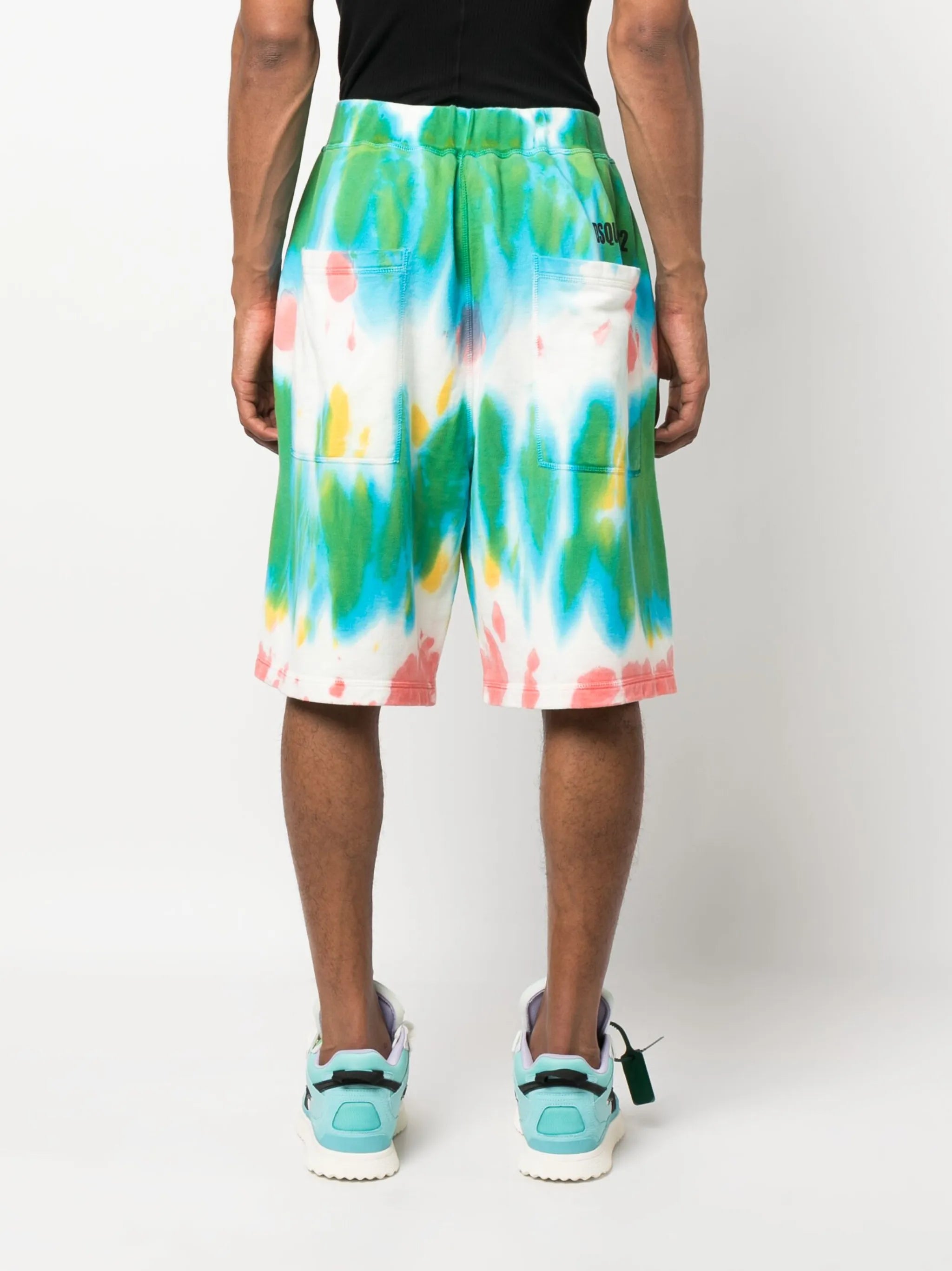 tie dye-print cotton track shorts