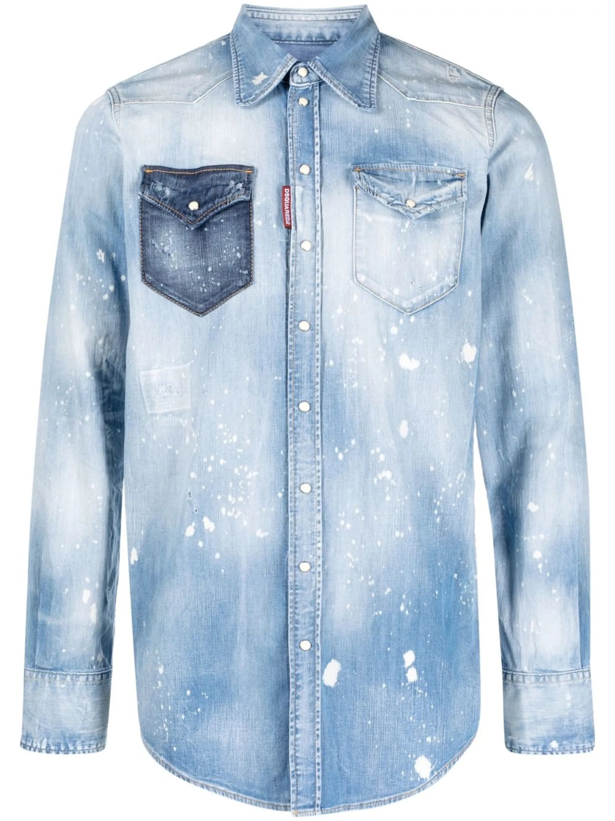 bleach-effect denim shirt