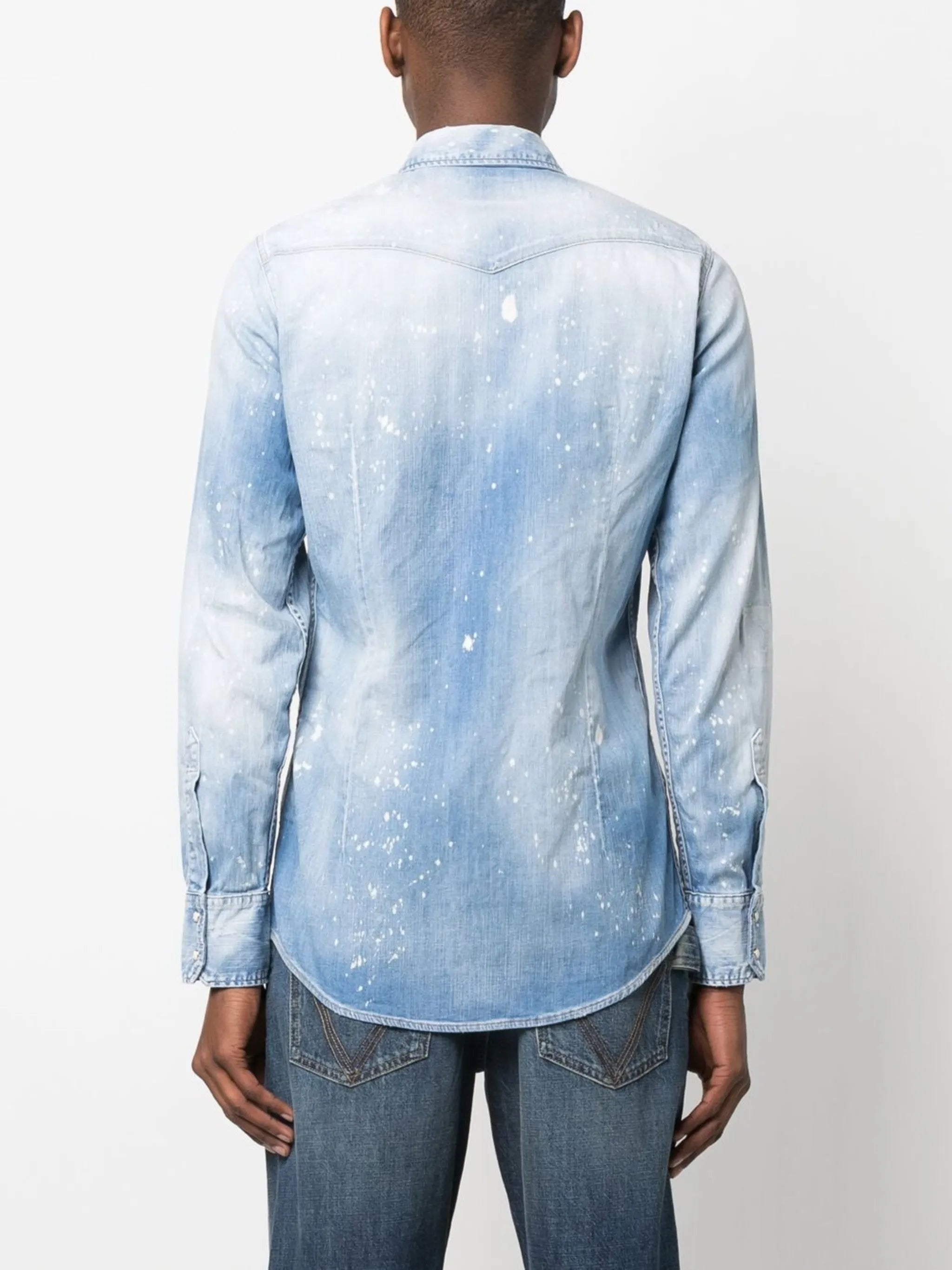 bleach-effect denim shirt