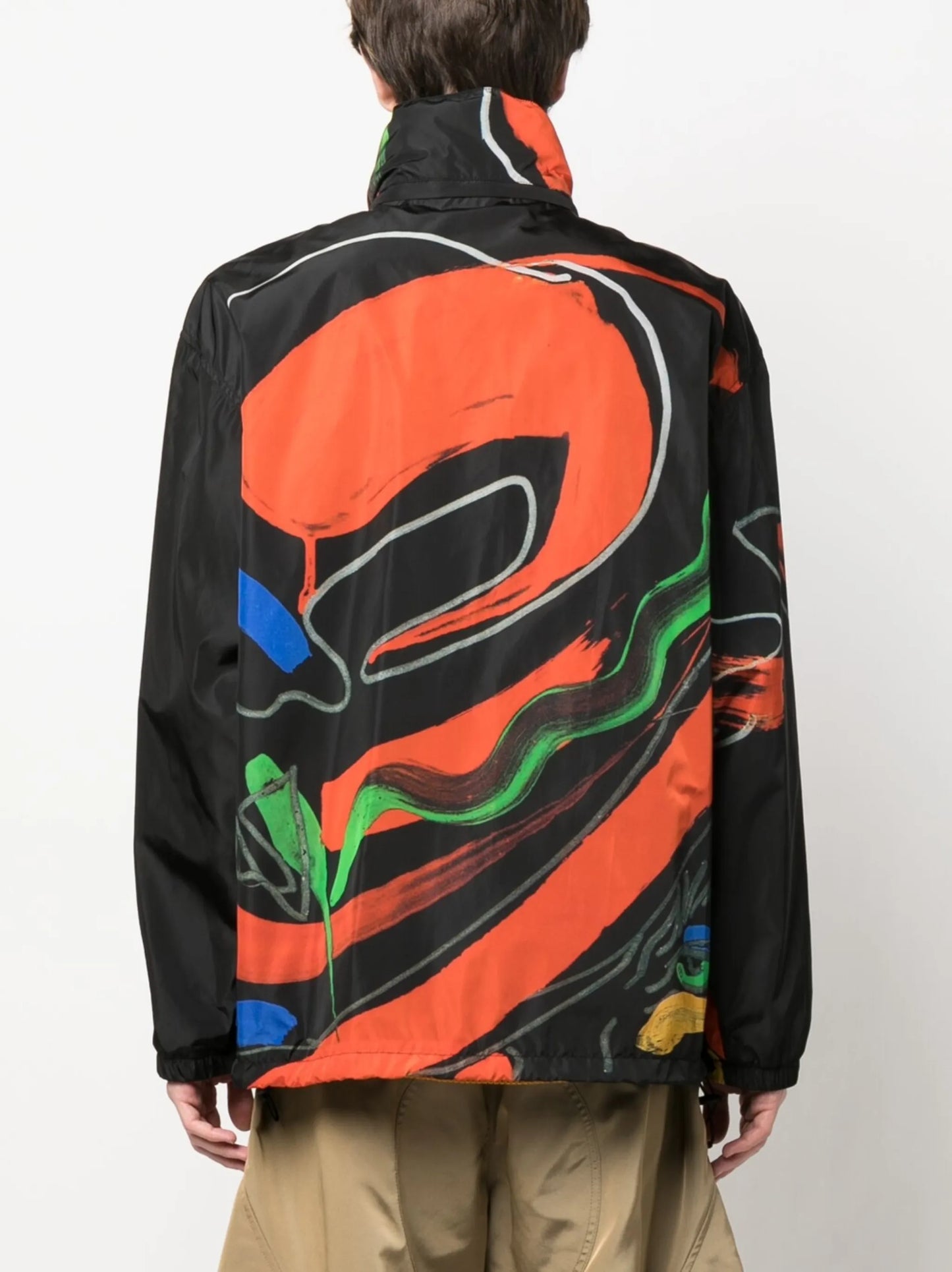 artistic-print hooded jacket