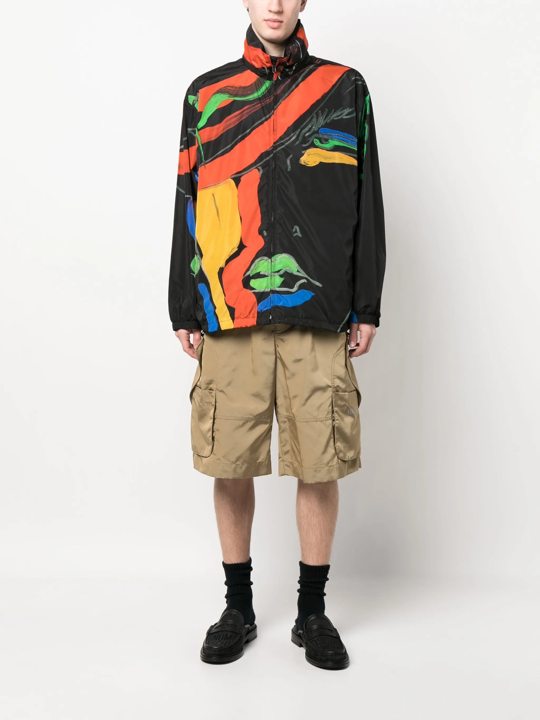 artistic-print hooded jacket