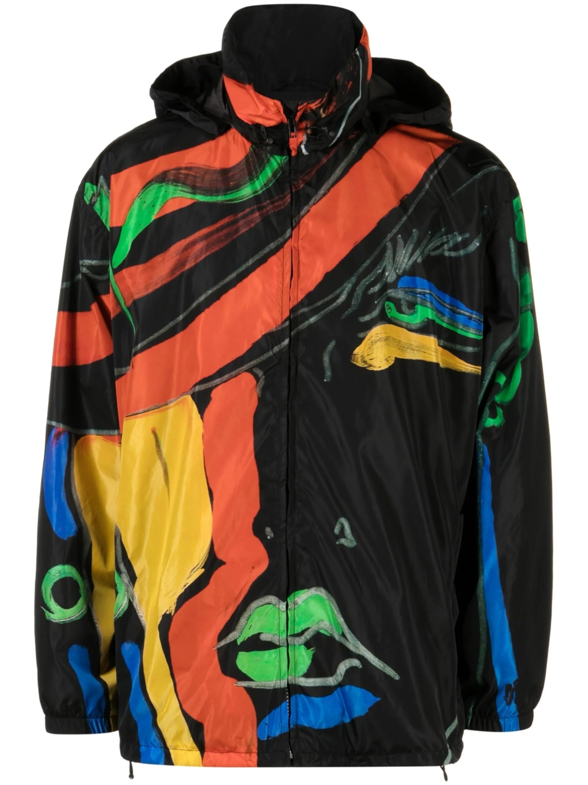 artistic-print hooded jacket