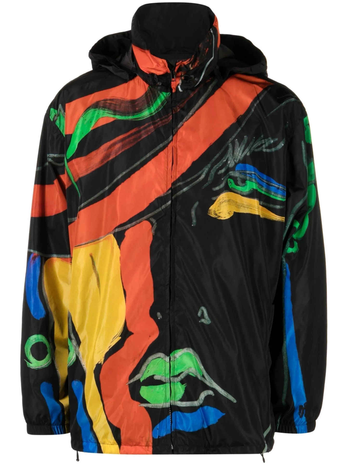 artistic-print hooded jacket