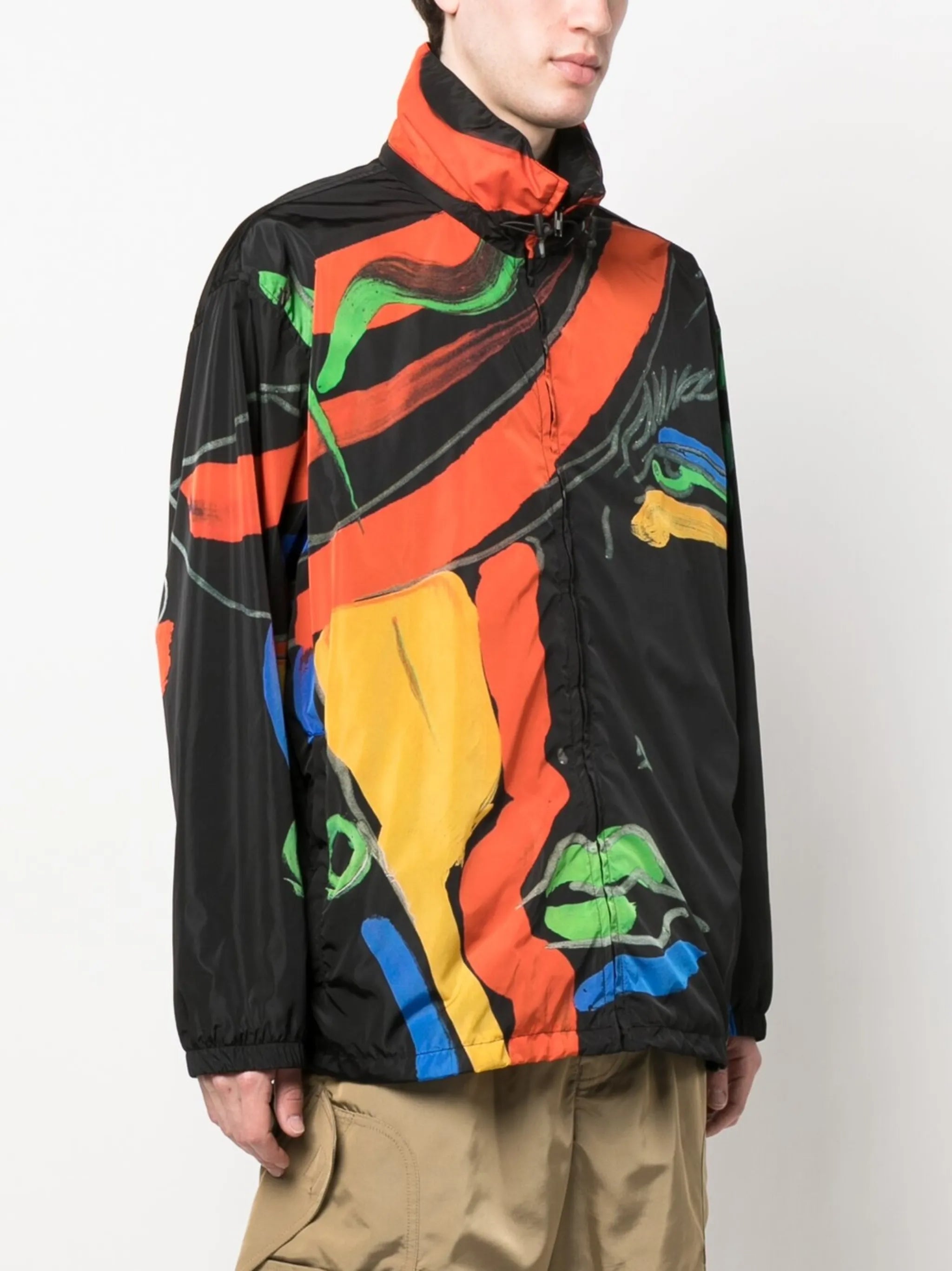 artistic-print hooded jacket