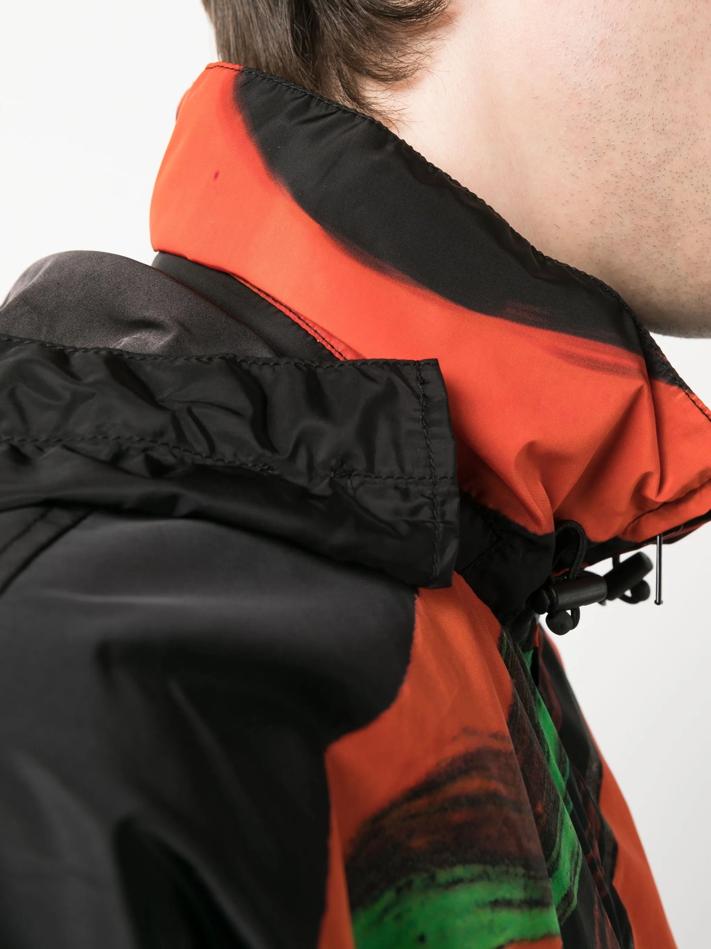 artistic-print hooded jacket