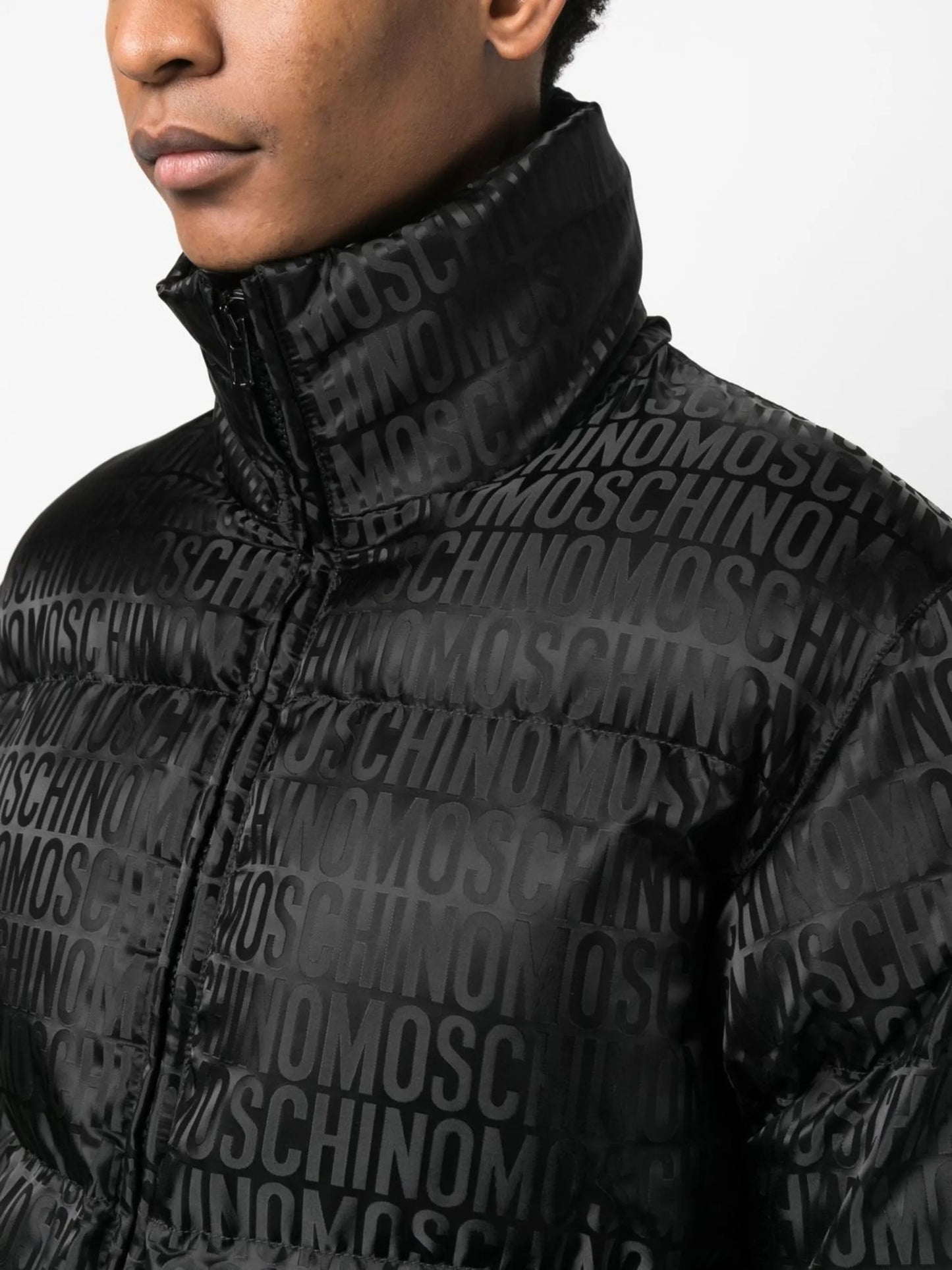 logo-print padded coat
