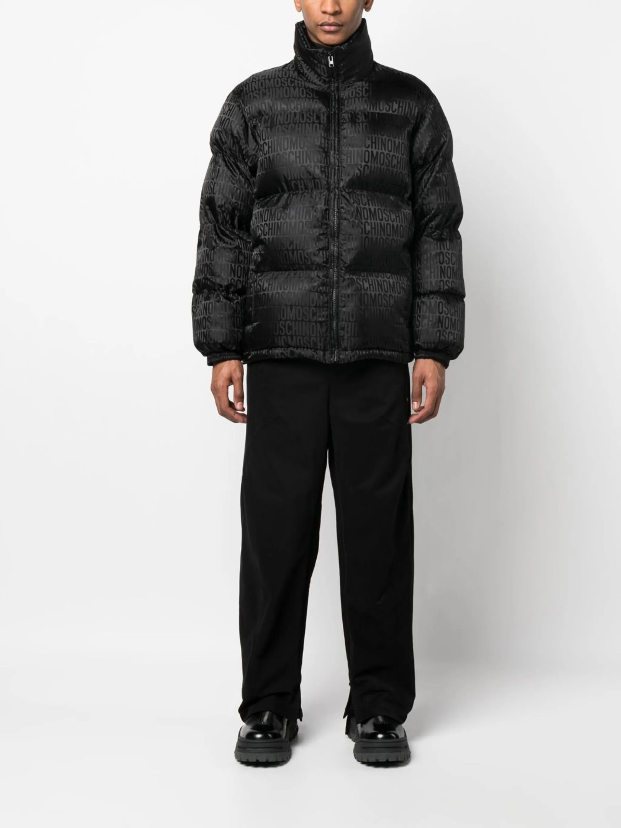 logo-print padded coat