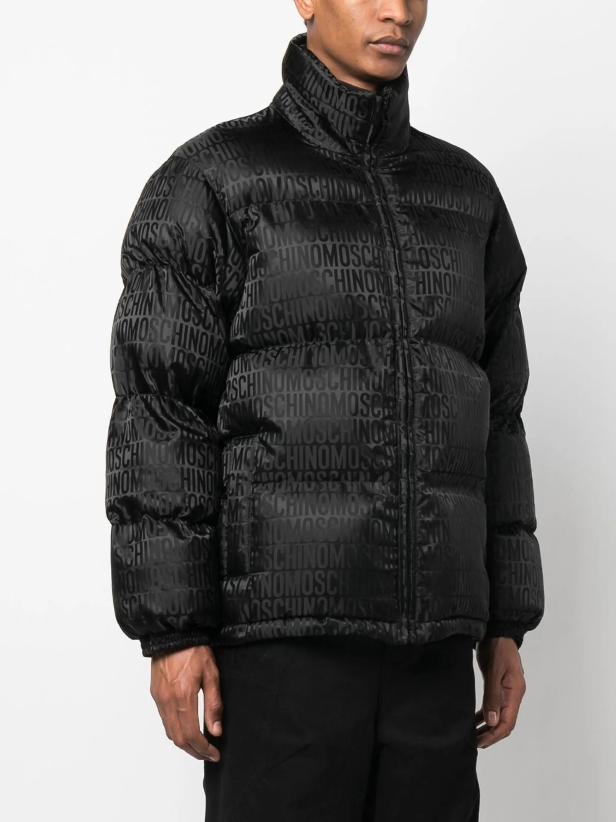 logo-print padded coat