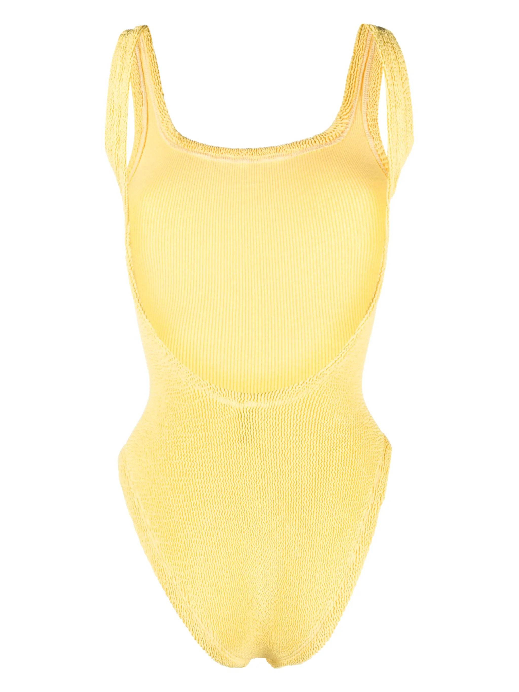 square-neck crinkle-finish swimsuit