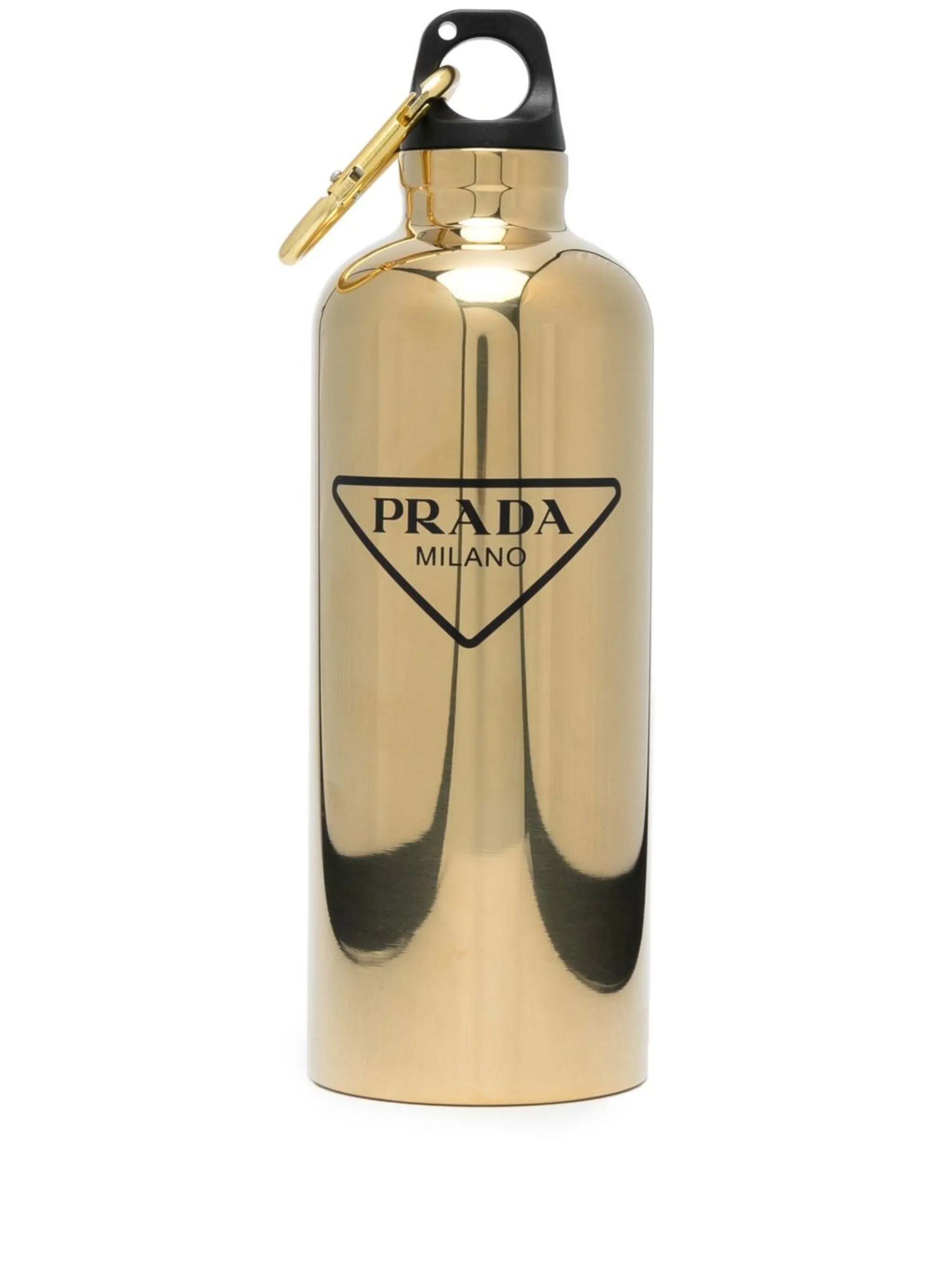 logo-print metallic water bottle