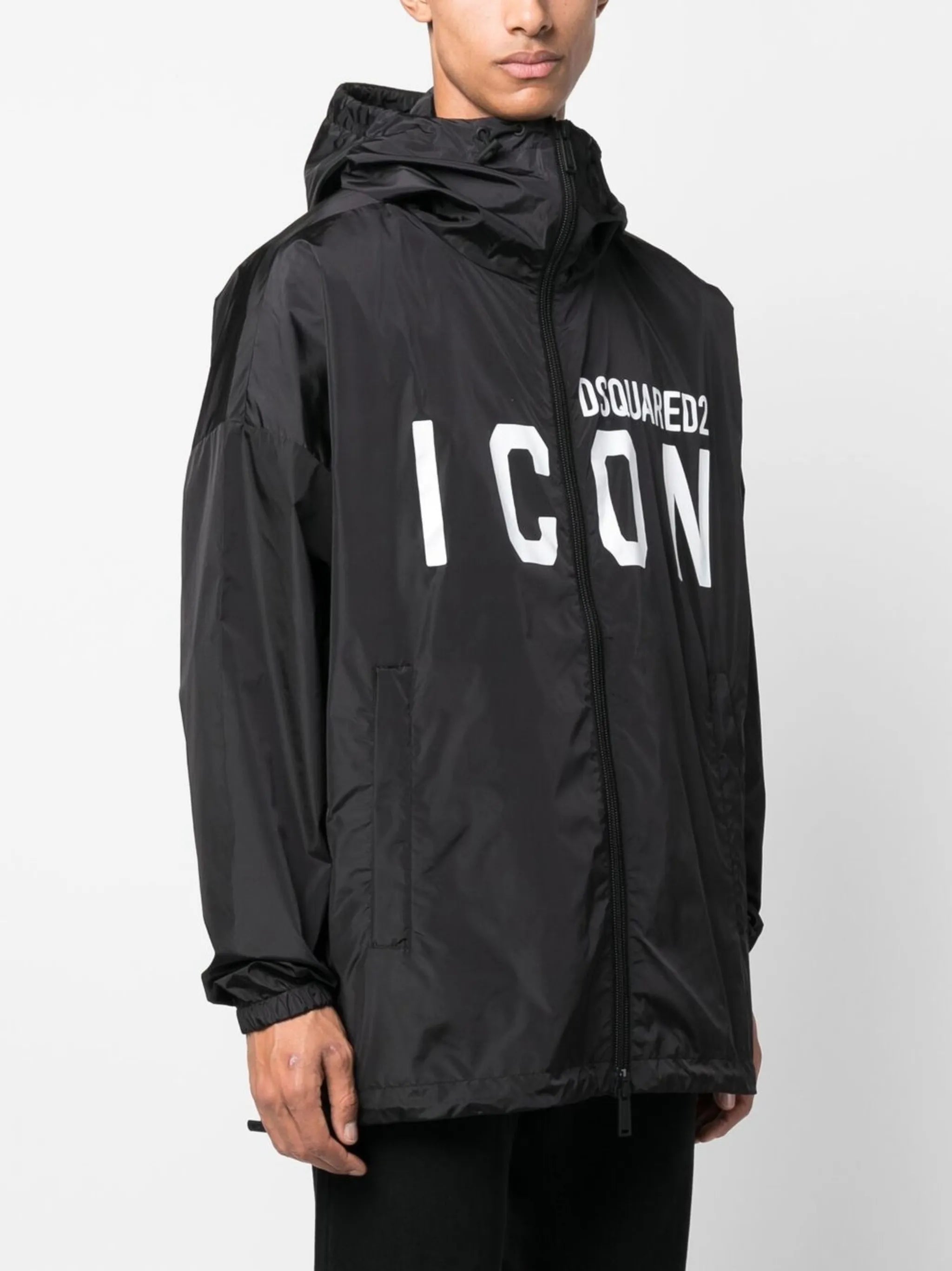 Icon logo-print hooded coat