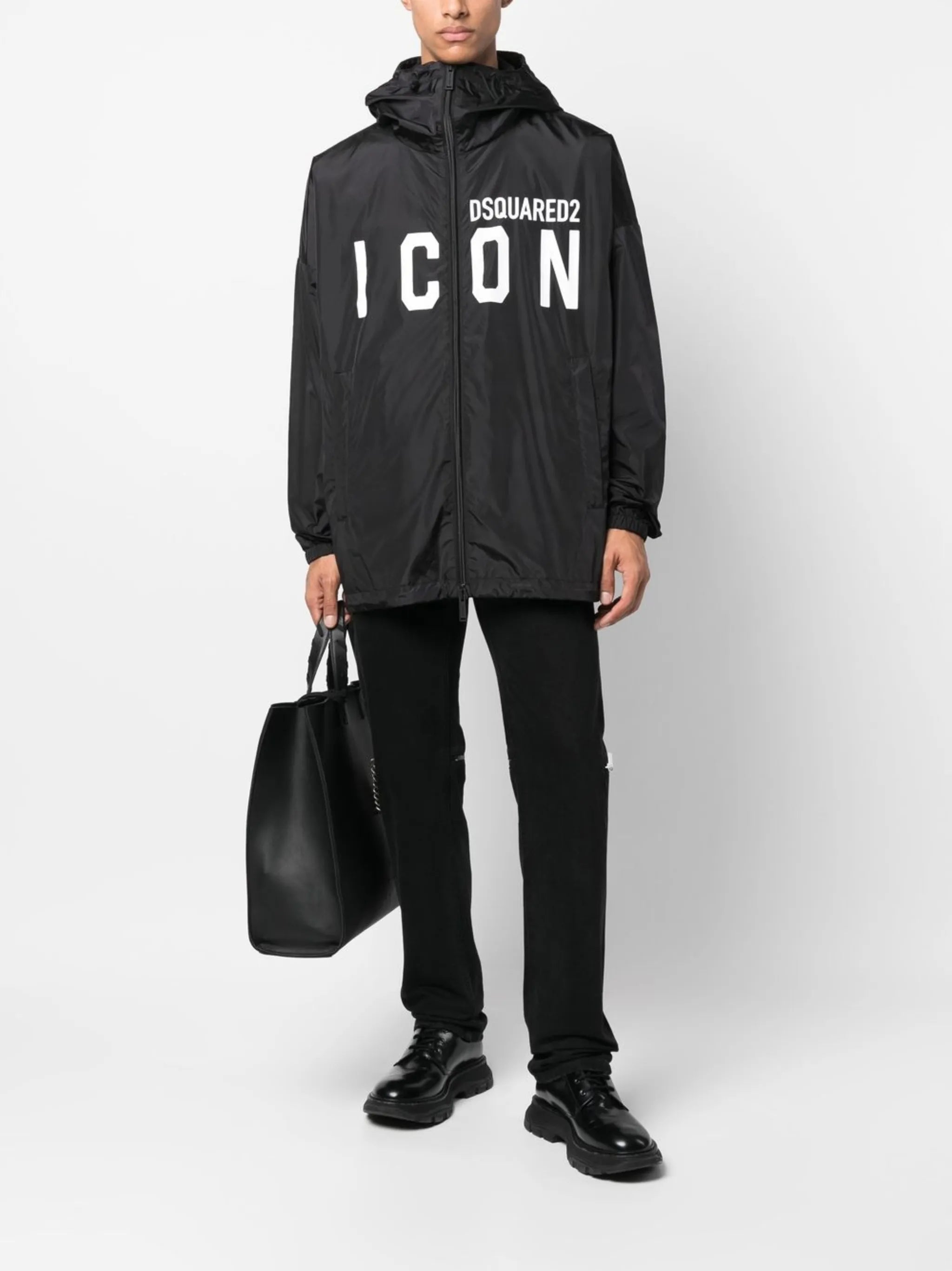Icon logo-print hooded coat