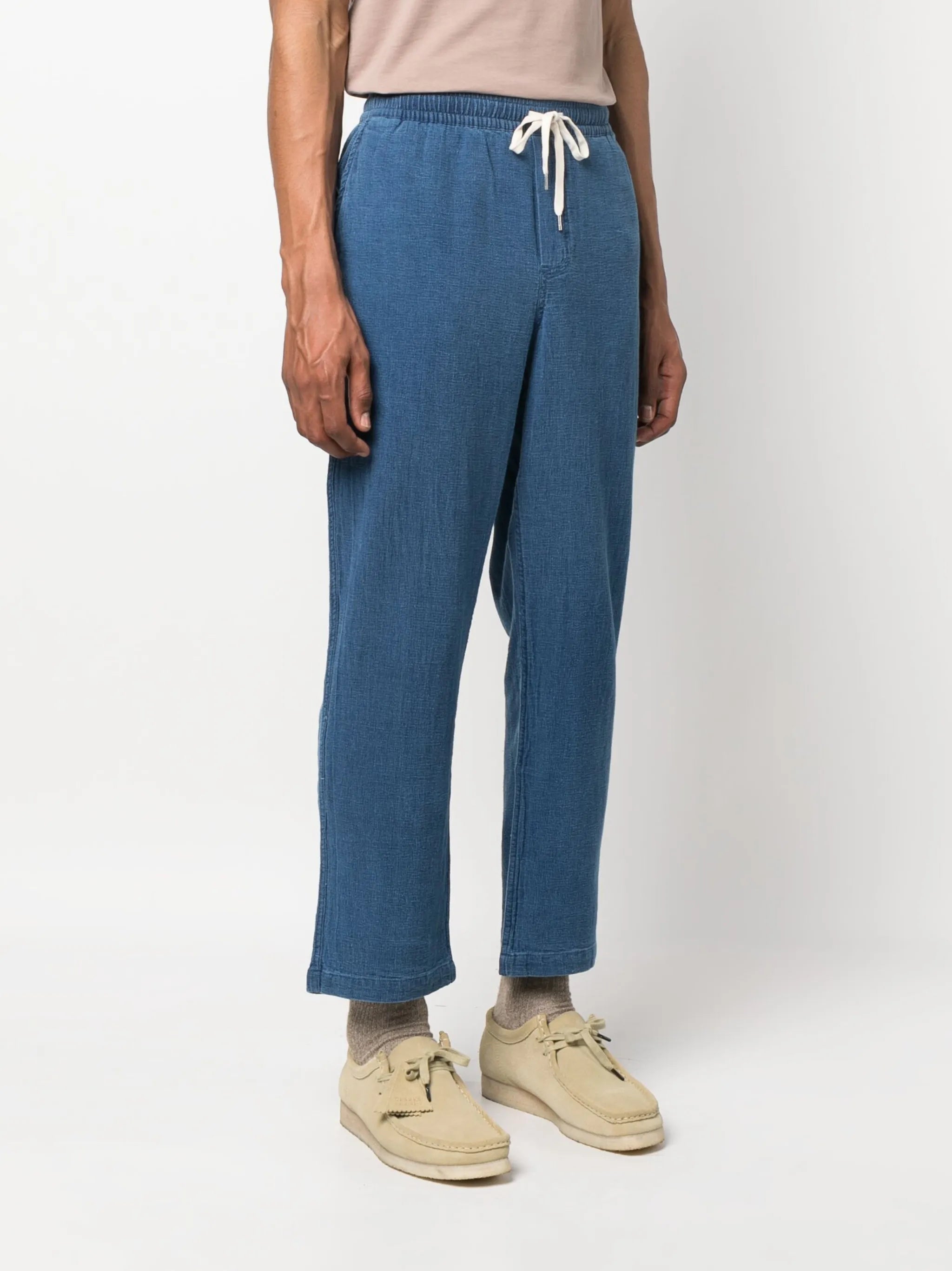 drawstring straight-leg trousers