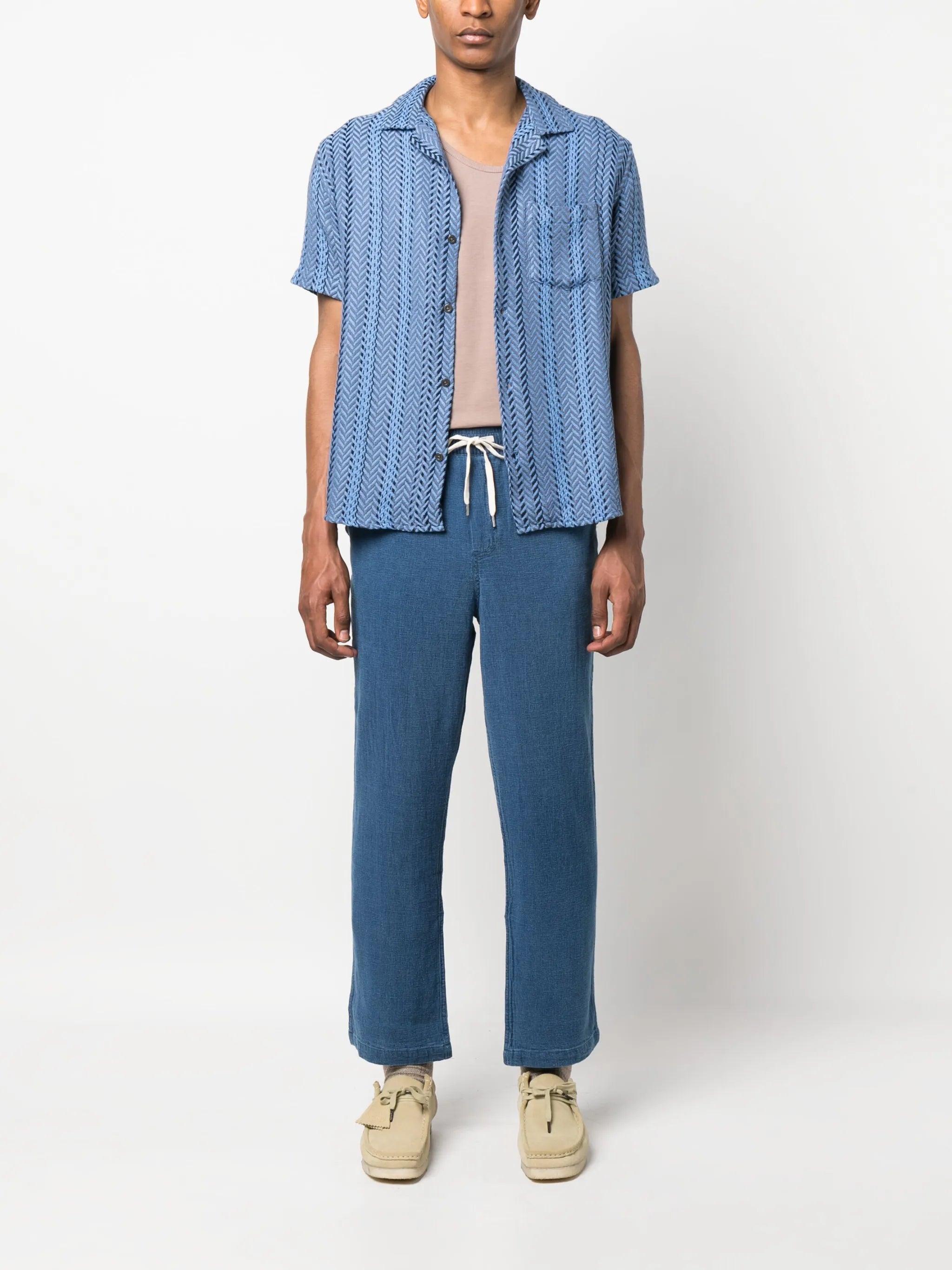 drawstring straight-leg trousers