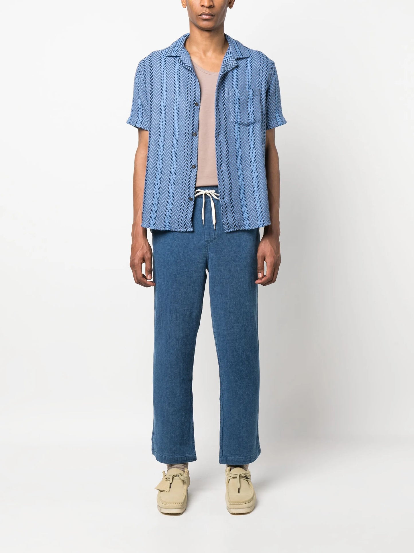 drawstring straight-leg trousers