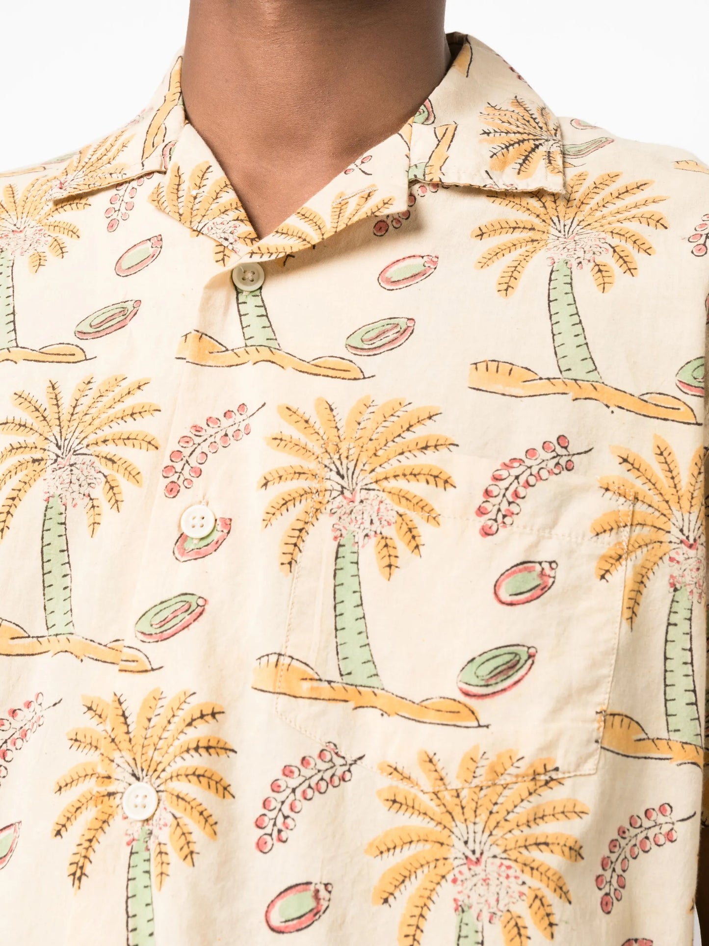 palm-tree print cotton shirt