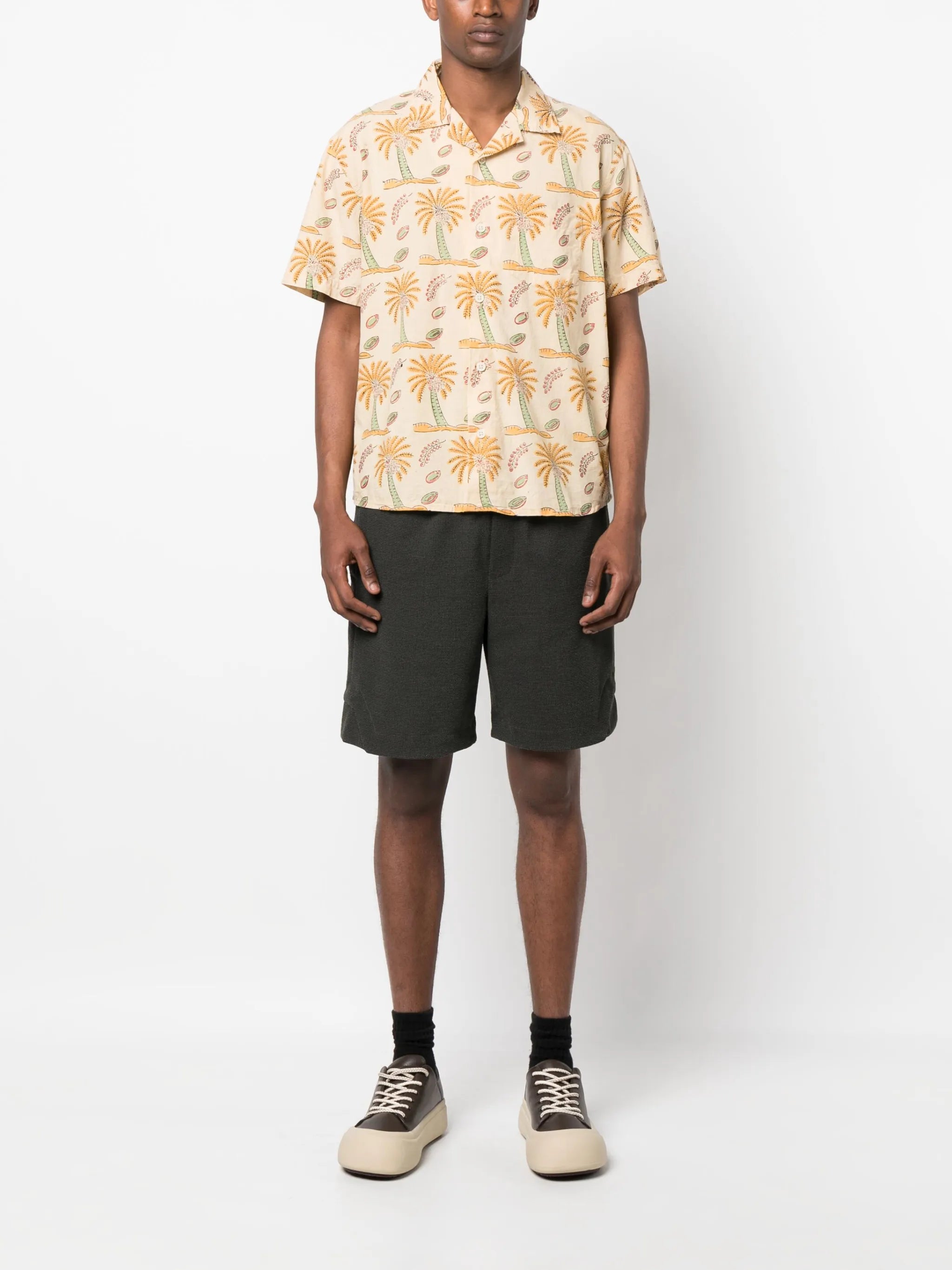 palm-tree print cotton shirt