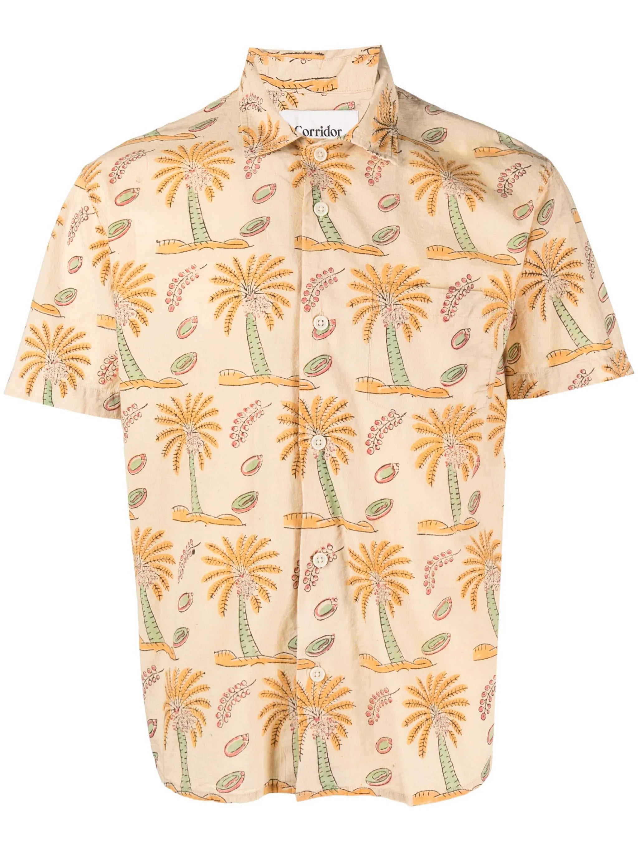 palm-tree print cotton shirt