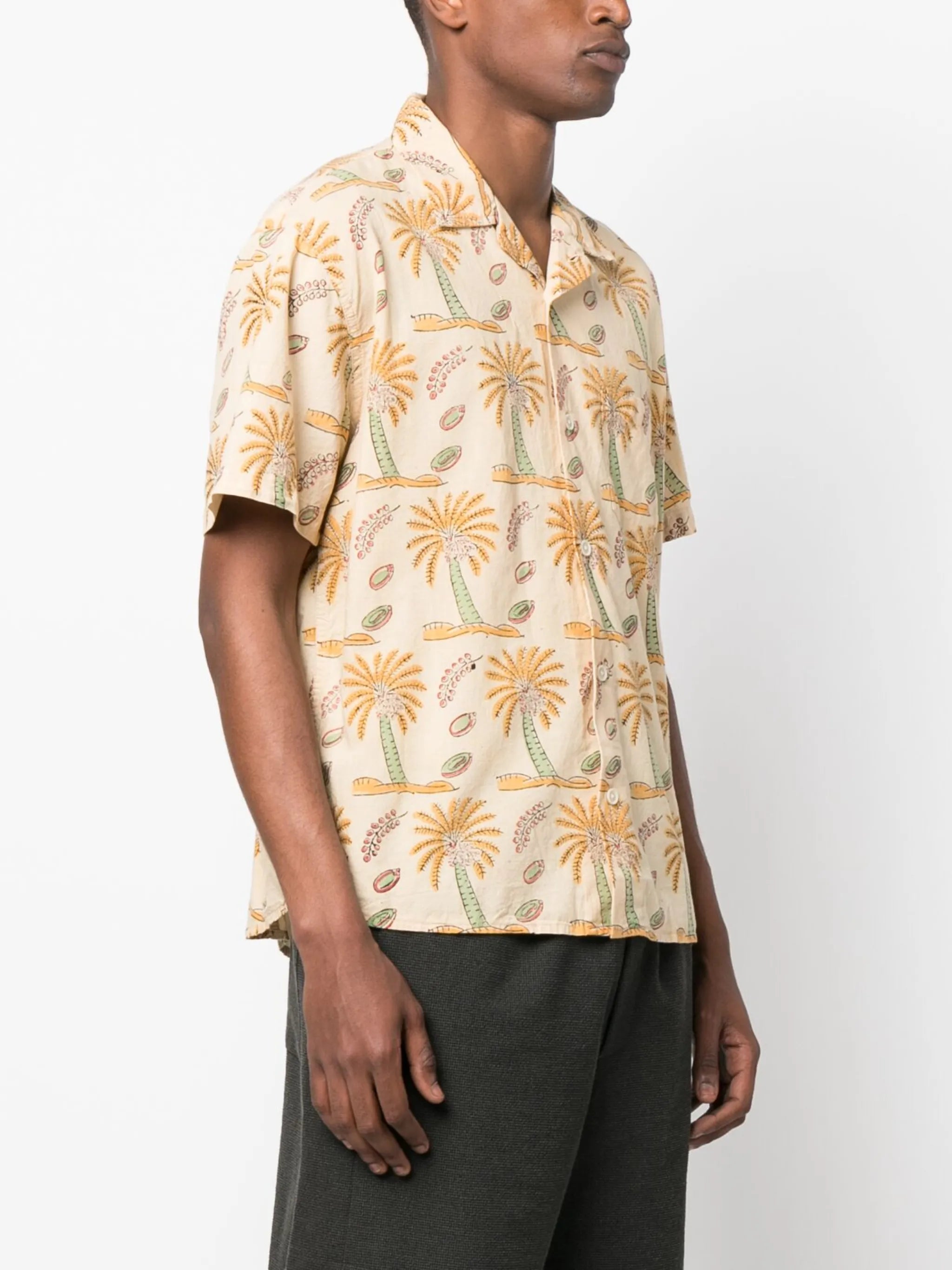 palm-tree print cotton shirt