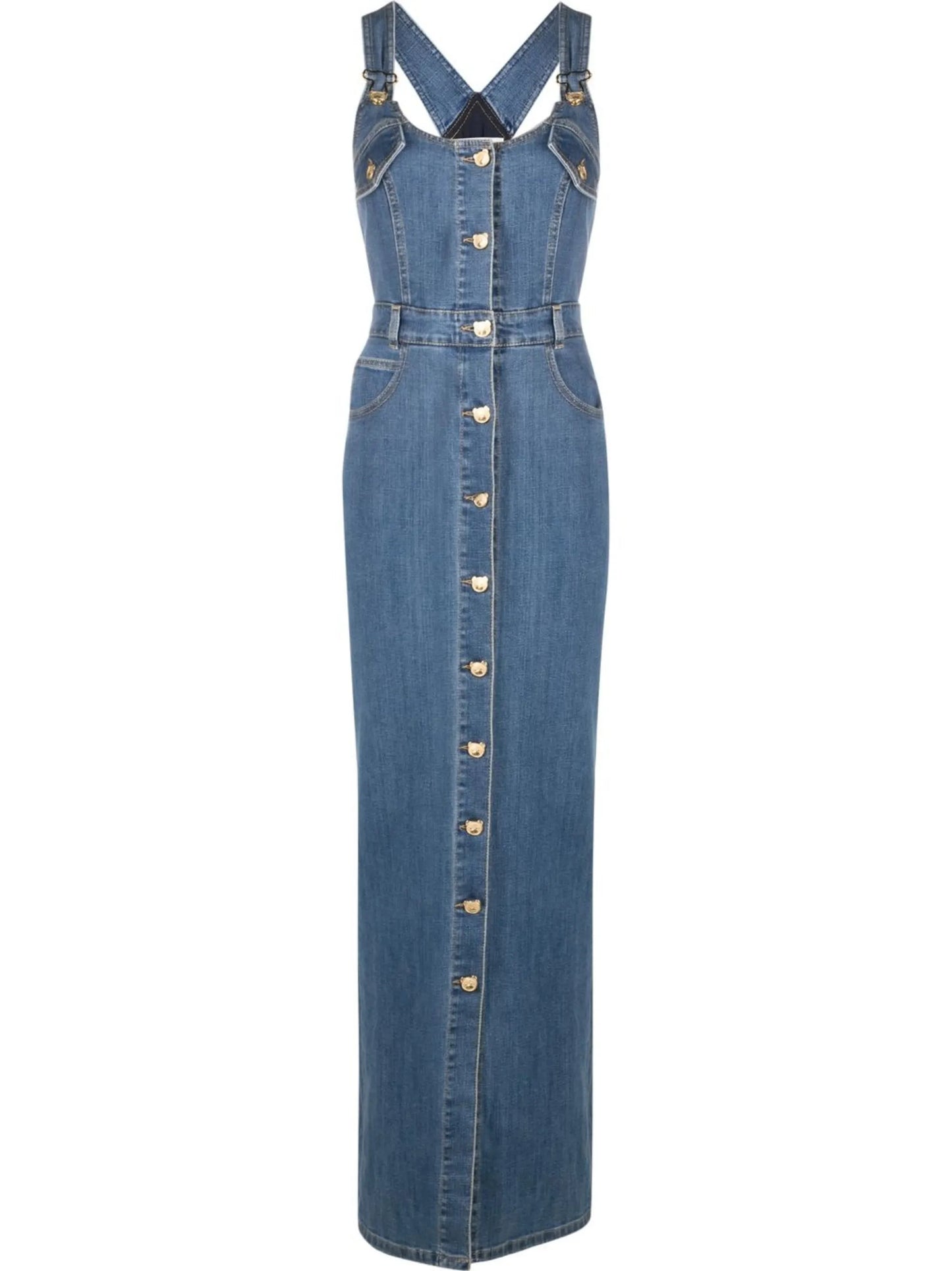 button-front denim dress