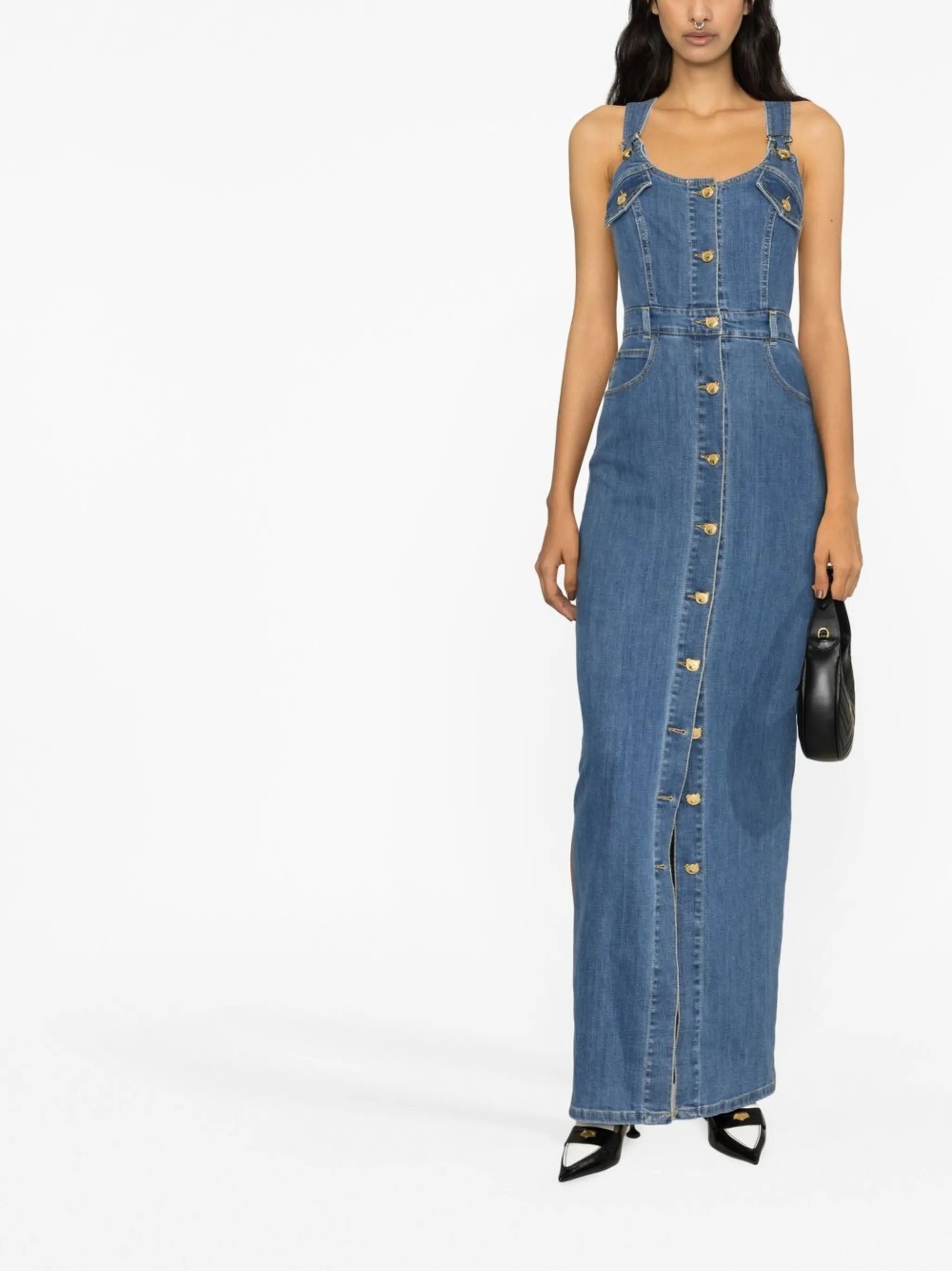 button-front denim dress