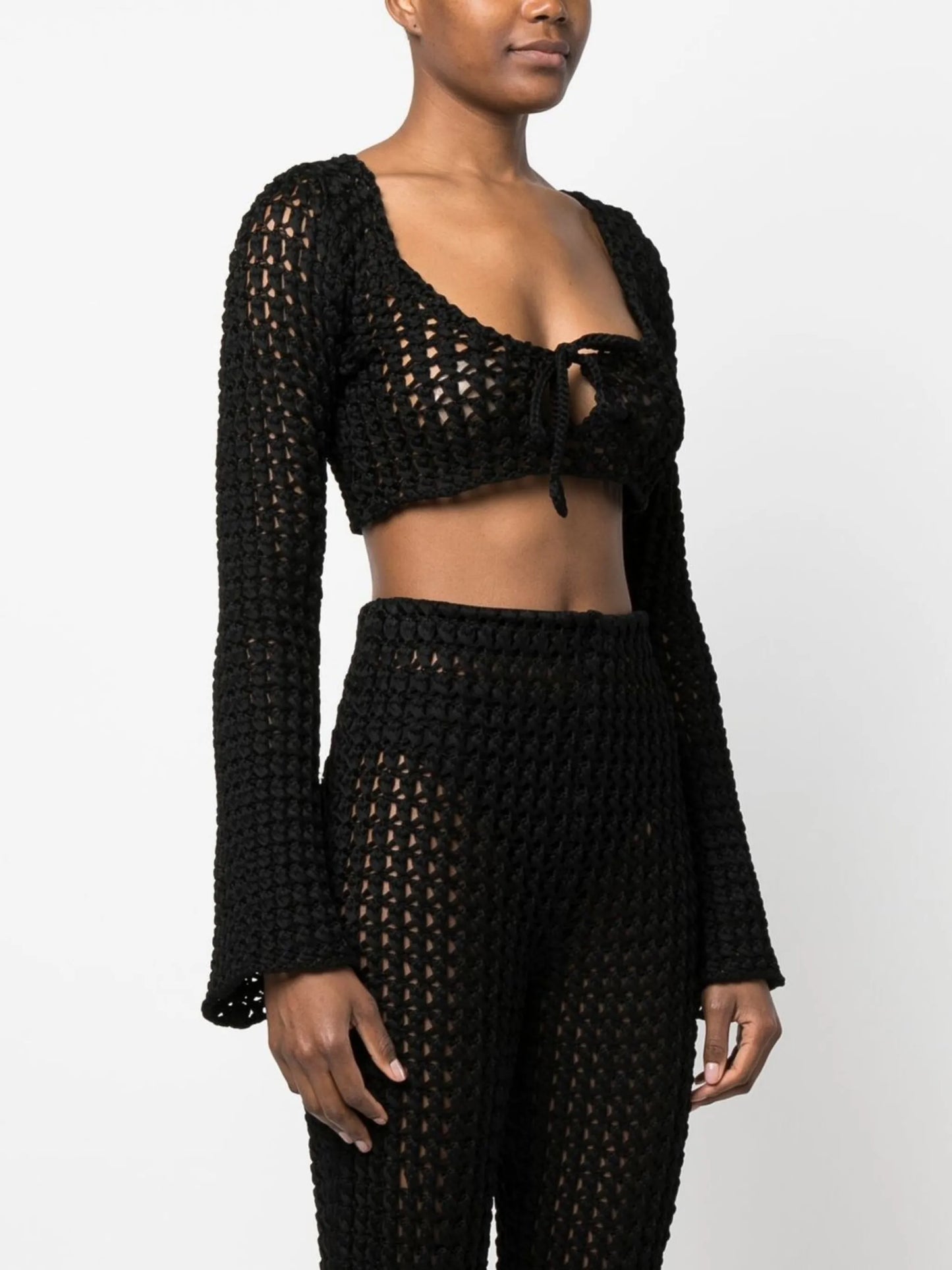 open-knit cropped top