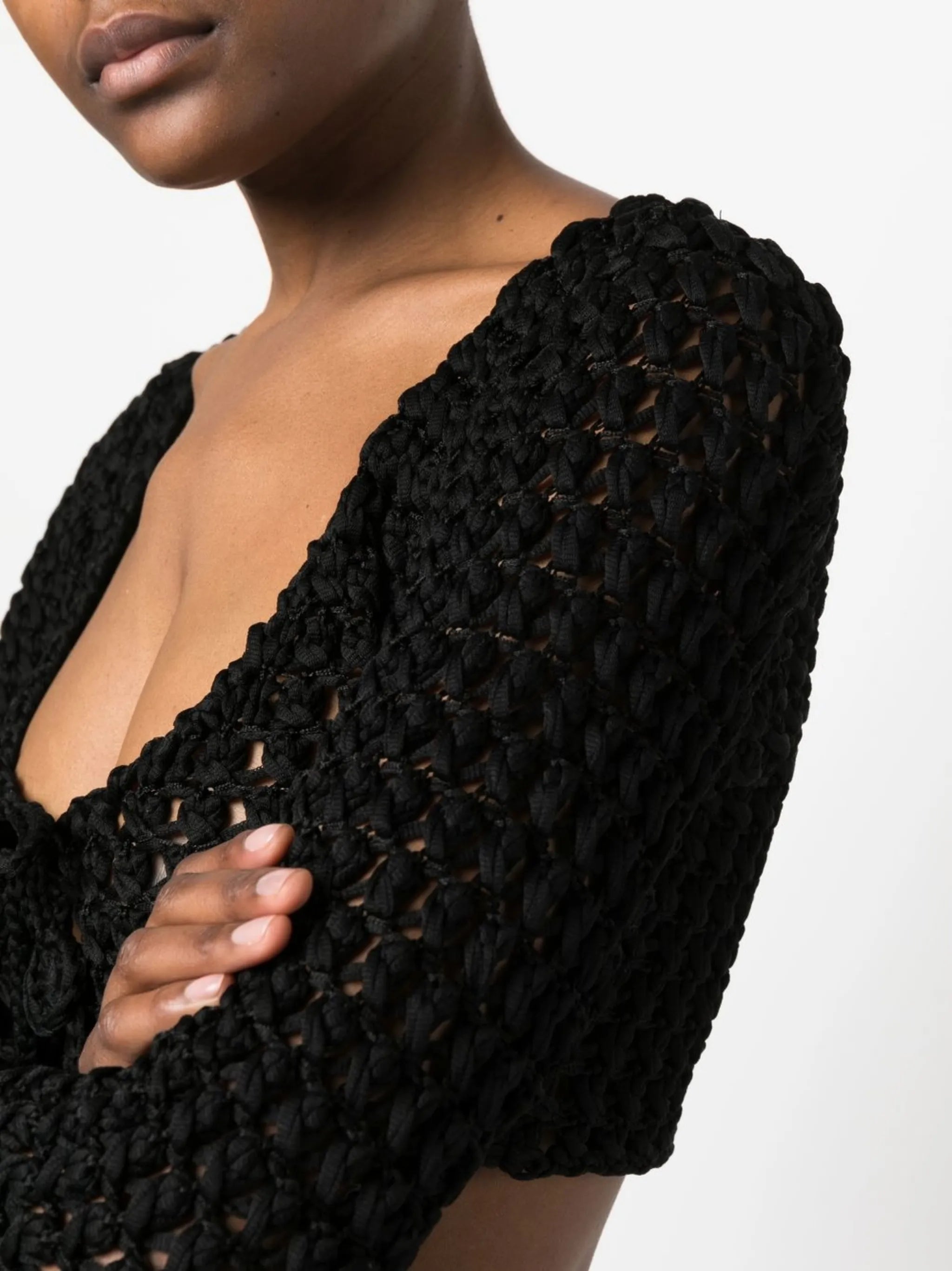 open-knit cropped top