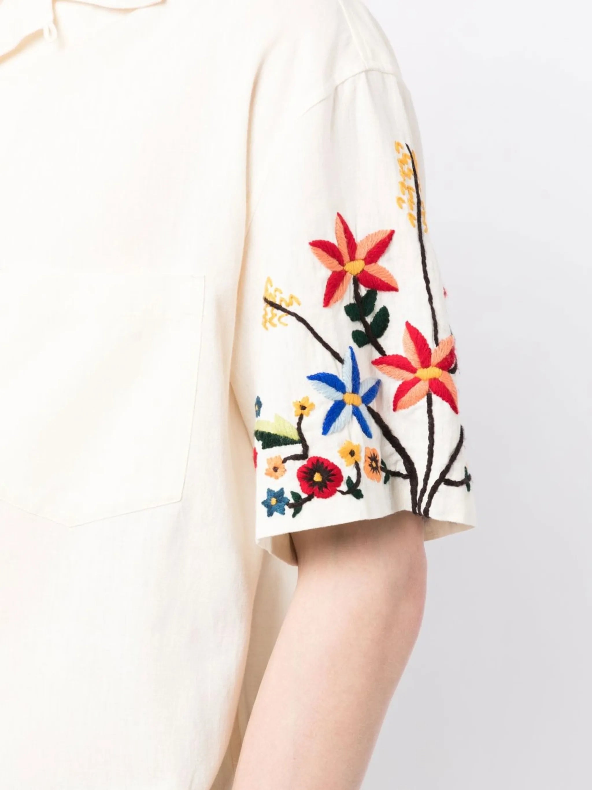 Idris floral-embroidered shirt